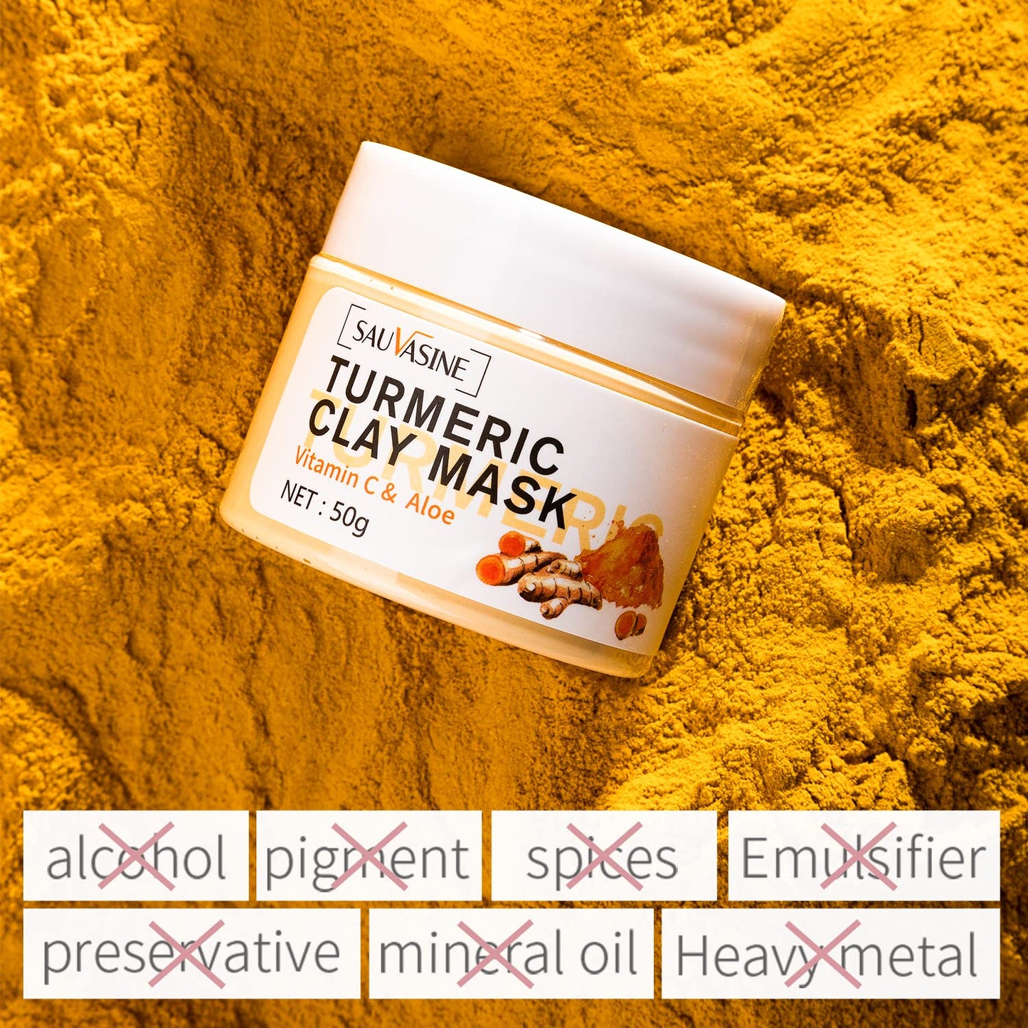 Lanthome Turmeric Vitamin C Face Mask, Hydrating Cleansing Blackheads,Turmeric Clay Mask for Controlling Acne, Oil and Refining Pores