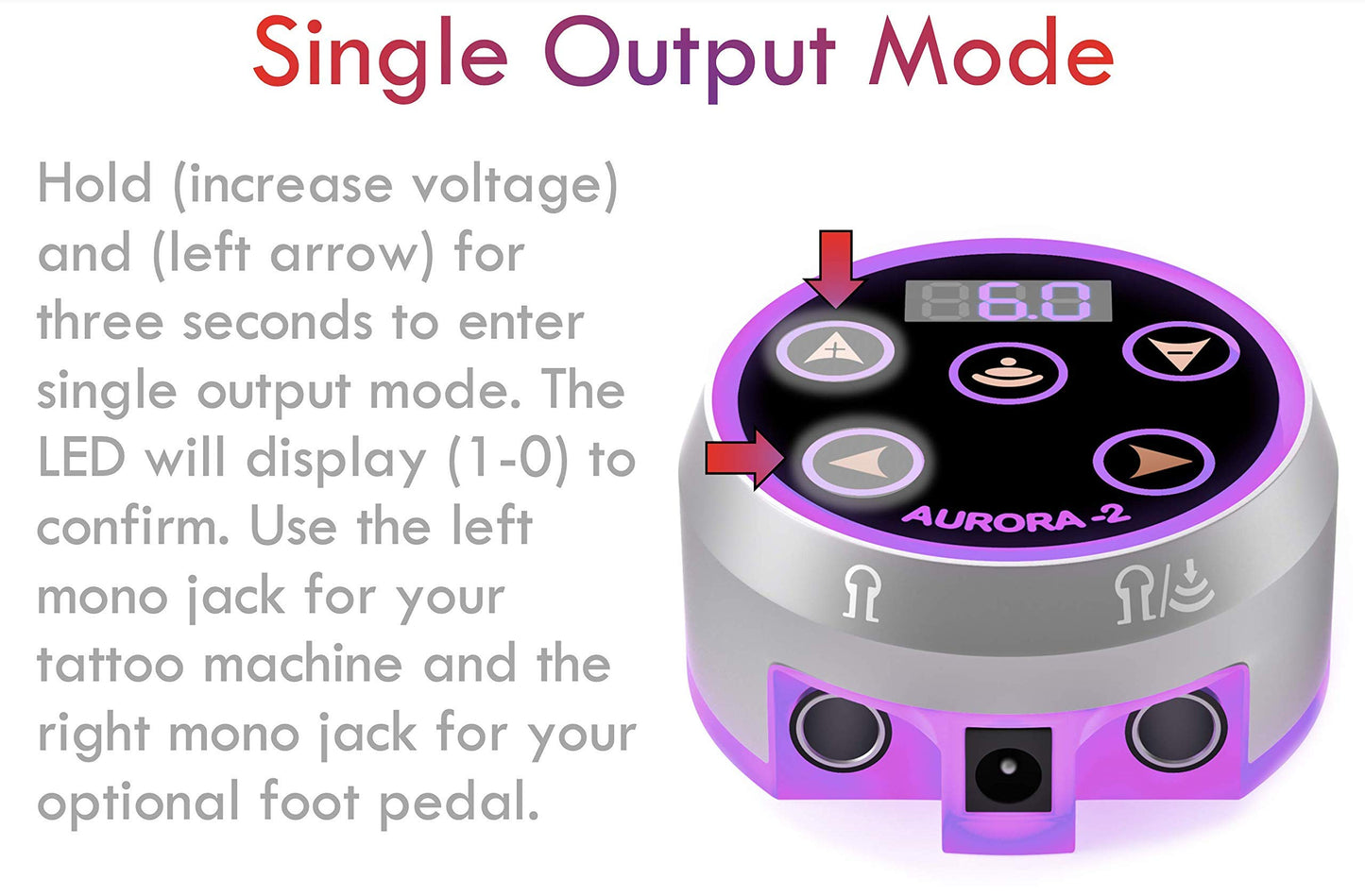 Aurora II Professional Tattoo Machine Power Supply- Touchscreen, Digital Display & Color LEDs (Black)