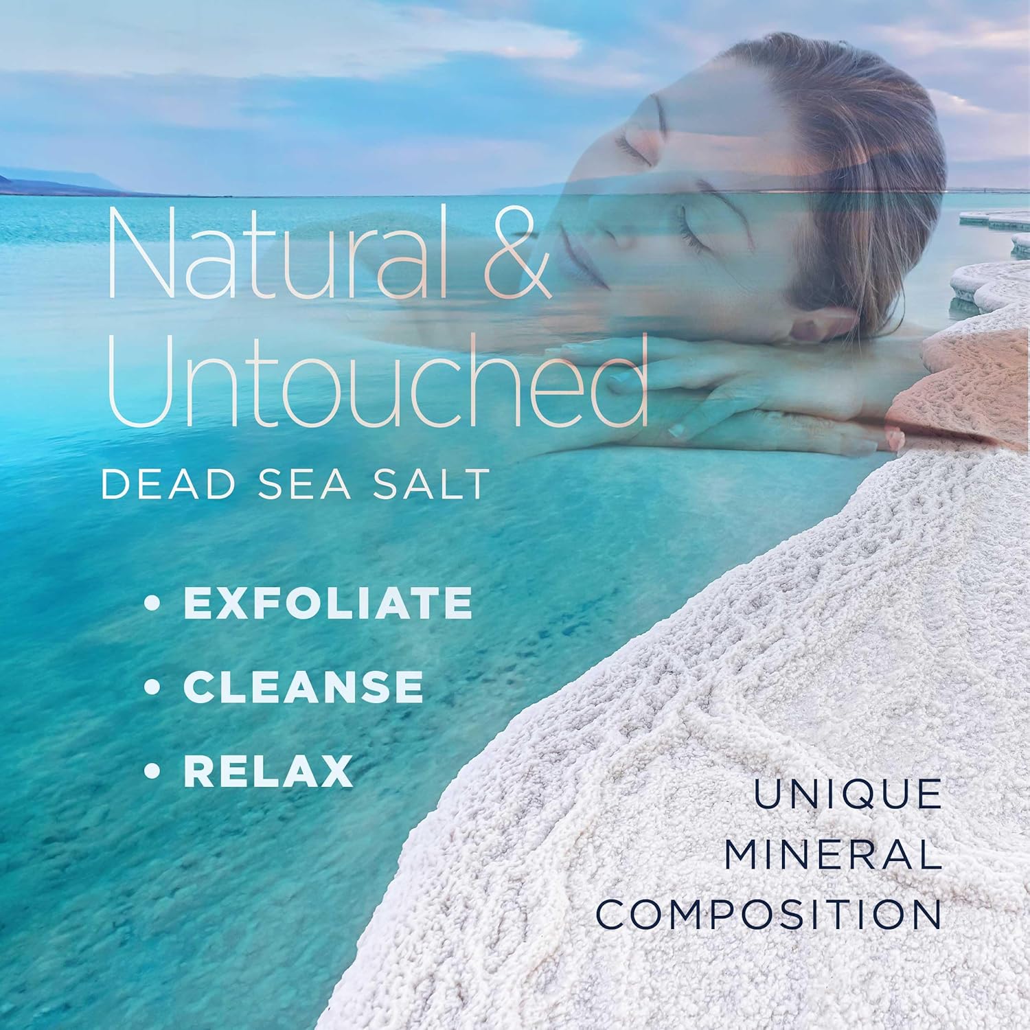 Minera Fine Grain Dead Sea Salt for Bath & Soaking – 2 lbs, Fast-Dissolving, 100% Pure & Natural, Unscented, Skin-Nourishing Sea Salt