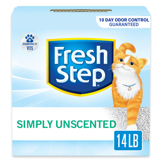 Fresh Step Clumping Cat Litter, Unscented, Long Lasting Odor Control Kitty Litter with Activated Charcoal, 14 lb