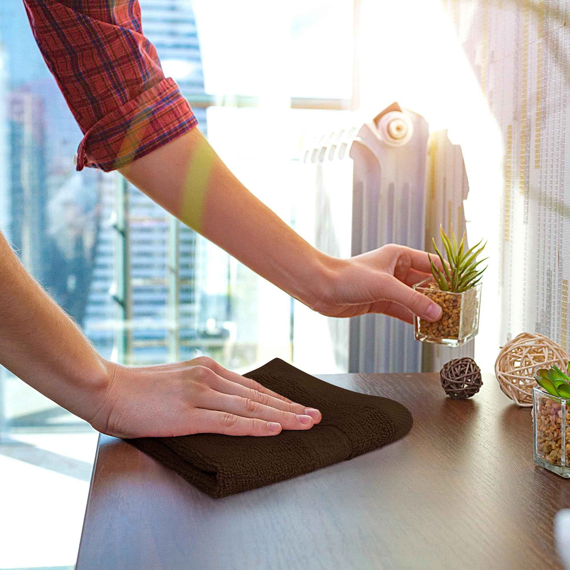 Utopia Towels 12 Pack Premium Wash Cloths Set, 12 by 12 Inches, 100% Cotton Ring Spun, Highly Absorbent and Soft Feel Essential Washcloths for Bathroom, Spa, Gym, and Face, Dark Brown