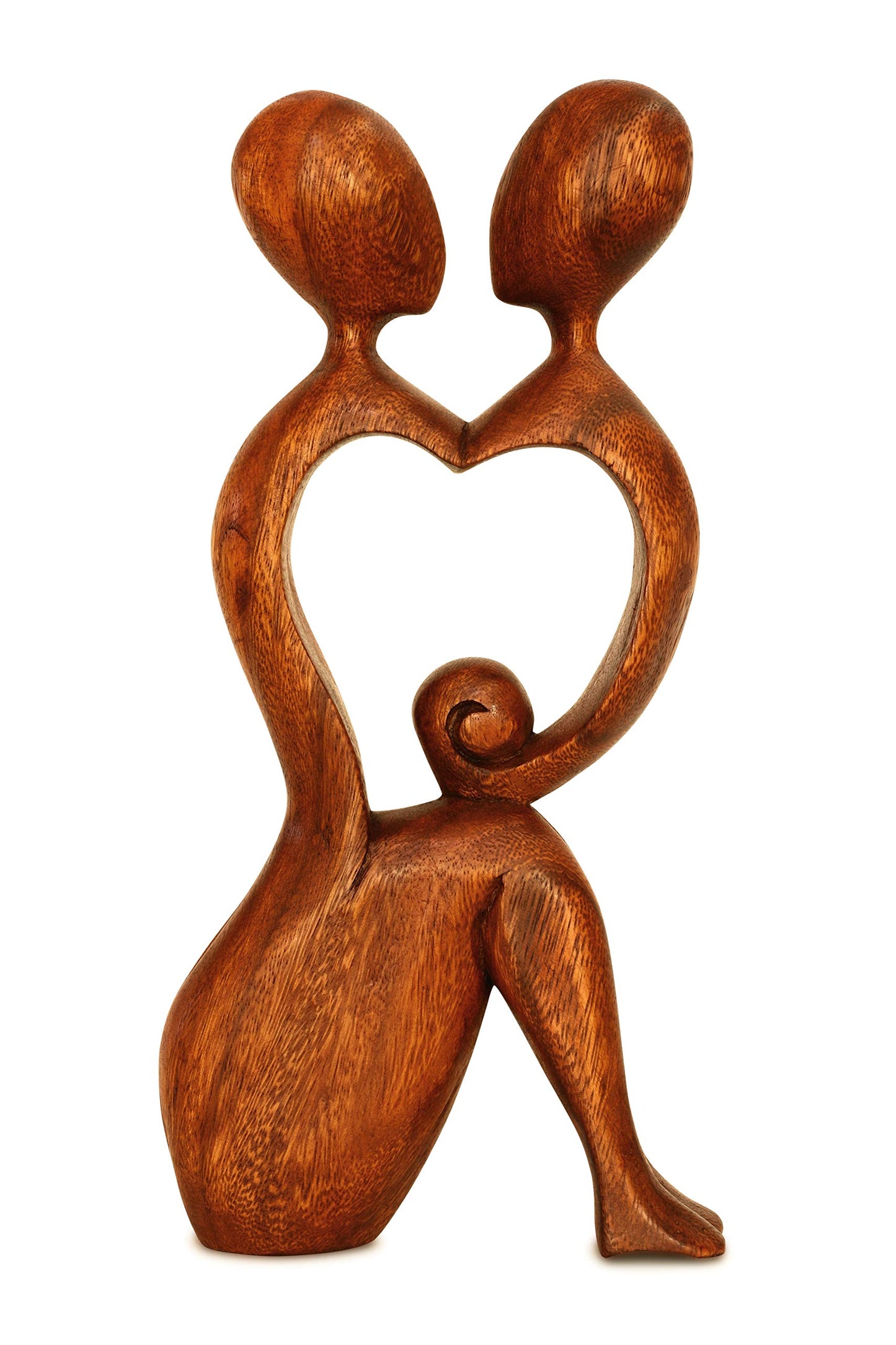 G6 Collection 12" Wooden Hand Carved Abstract Contemporary Statue - I Heart You - Figurine Gift Home Decor Sculpture Accent Handmade Art Wood Decoration I Heart You