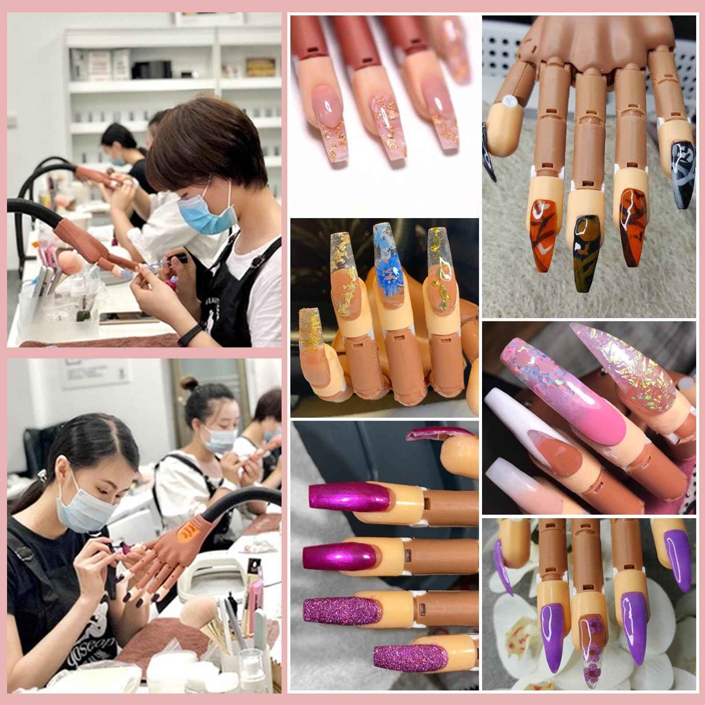 Nail Practice Hand for Acrylic Nail Kit, Fake Nail Mannequin Hand for Nails Practicing, Nail Training Finger with Acrylic Nail Kit Powder Nail Art Tools Professional Nail Starter Set