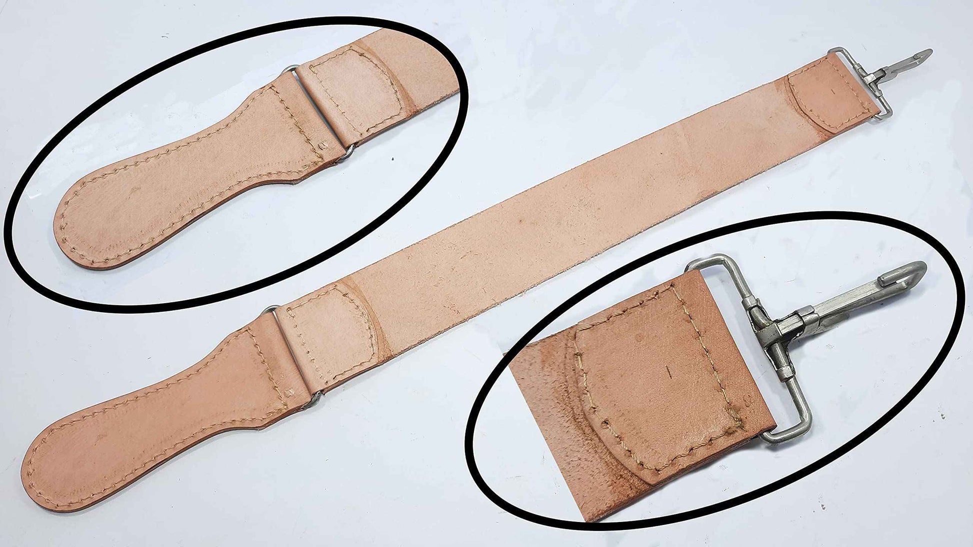 Qureshi Knifes Damascus Steel Straight Razor fixed Blade Color Wood, Buffalo Horn Handle with Leather Sheath Belt Loop. STR-24004