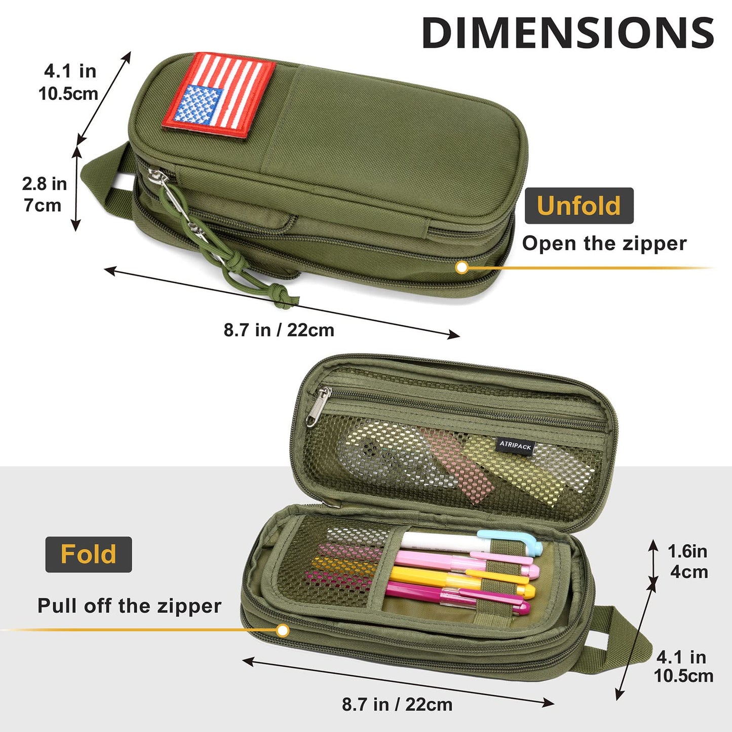 Pencil Case Big Capacity High Large Storage Tactical Small Tool Pouch Bag Marker Pen Case Stationery Bag Travel Holder School College Office Organizer for Kids Men Women Adult Teens (Green)