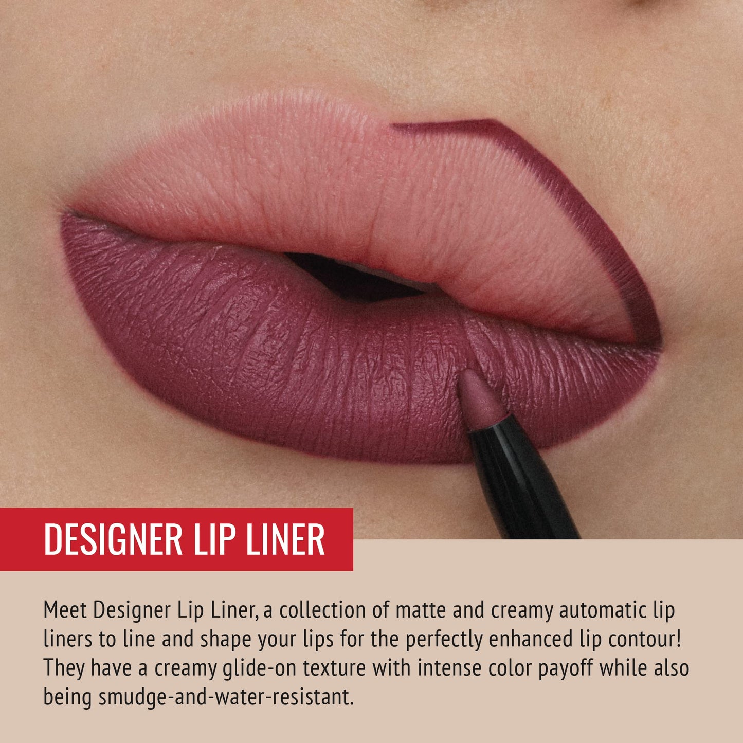 Runway Rogue Designer Liner Lip Pencil, Matte Muted-Plum Lip-Liner Pencil and Lip-Liner Sharpener, ‘Start the Show’