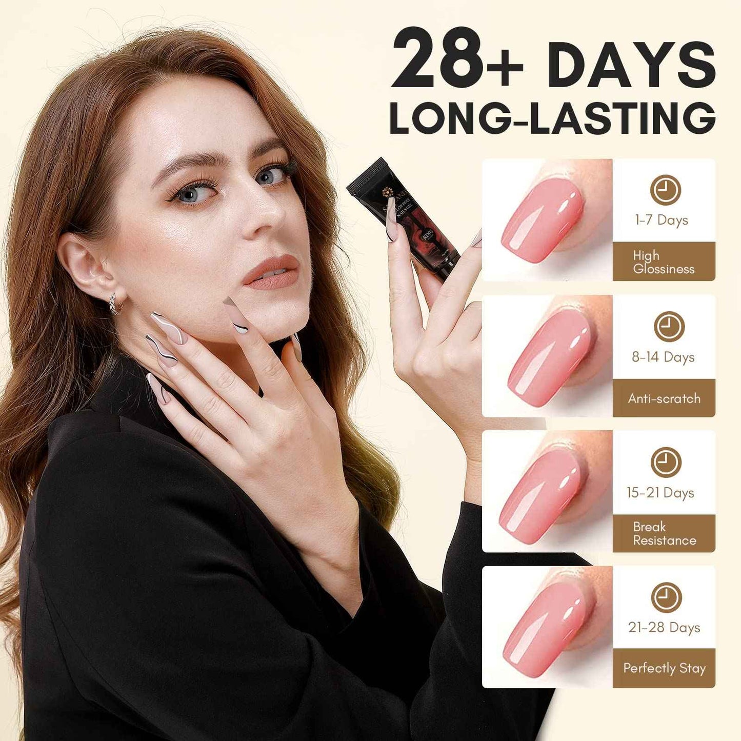 SAVILAND Poly Gel Nail Kit Starter: with 6 Colors Nail Extension Kit with U V Light Glitter Colors Rose Red Poly Gel for Beginner with Everything DIY Gift