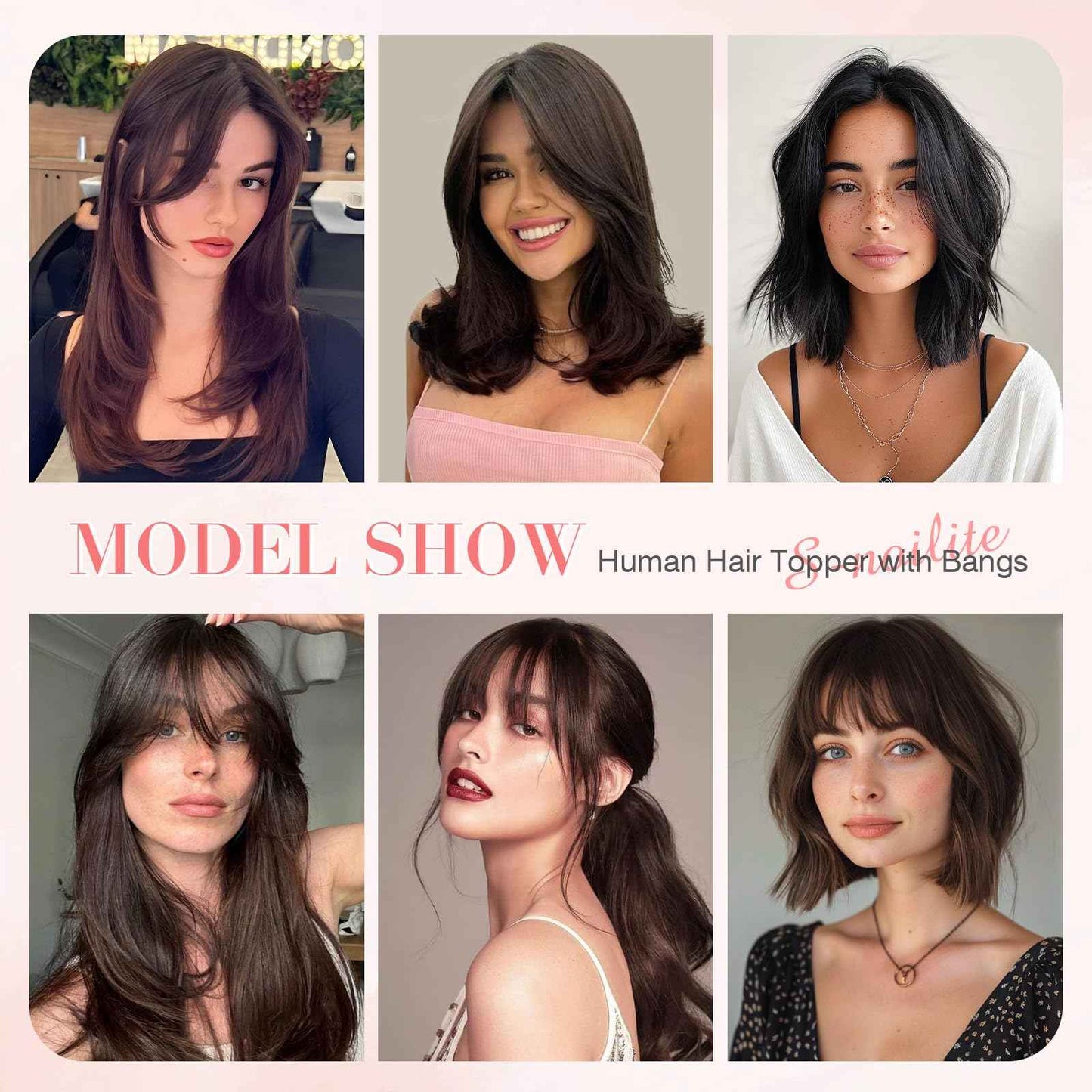 S-noilite Hair Toppers for Women Real Human Hair,Upgrade Base 360 3D Clip in Toppers for Women with Side Bangs HairPieces Clip on Bangs(Natural Black,11inch)