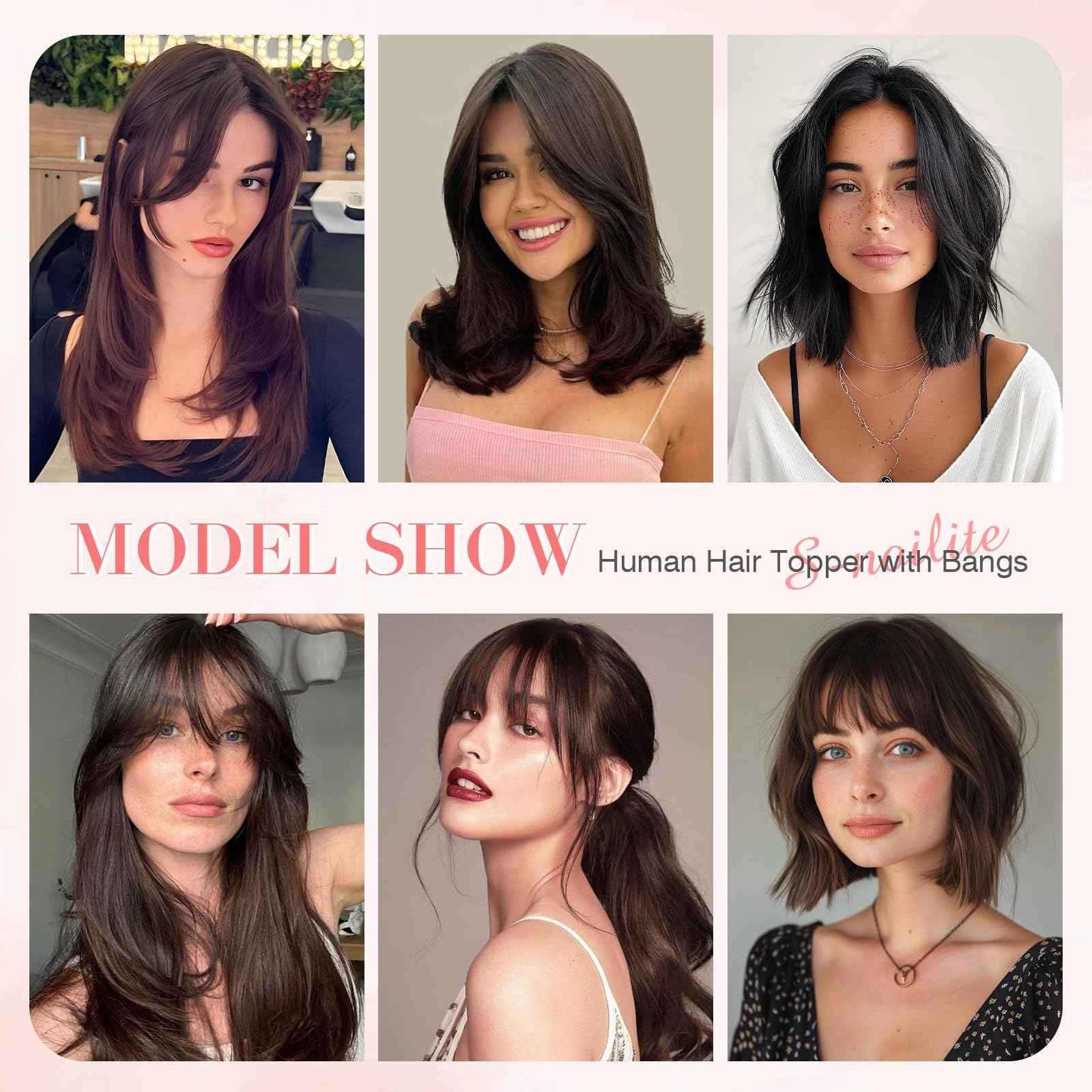 S-noilite Hair Toppers for Women Real Human Hair,Upgrade Base 360 3D Clip in Toppers for Women with Side Bangs HairPieces Clip on Bangs(Natural Black,11inch)