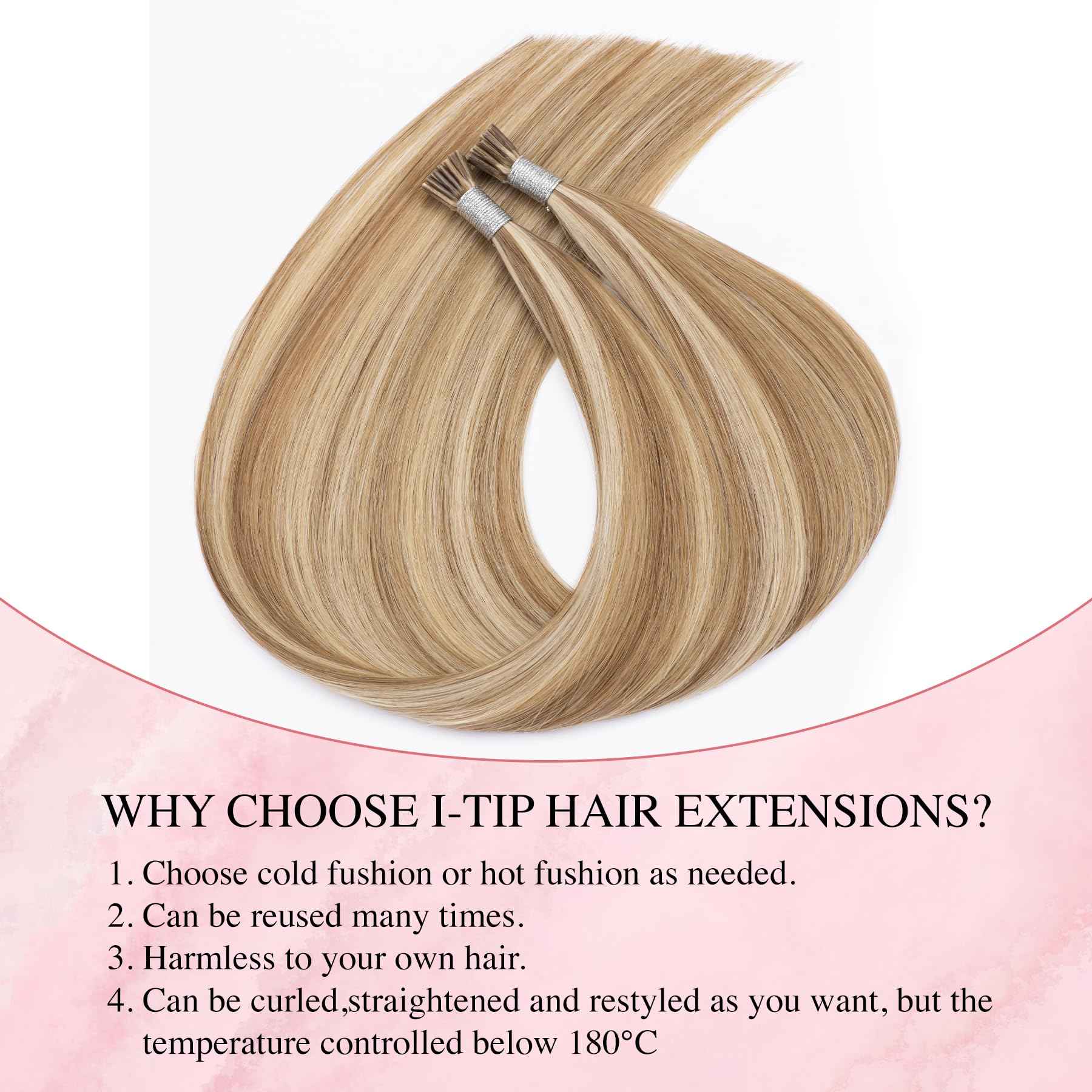 Blonde I Tip Hair Extensions 14inch Camel Brown mix with Blonde I Tip Extensions Human Hair 45g Remy Itip Human Hair Extensions Blond Human Hair Itip Extensions For Girl