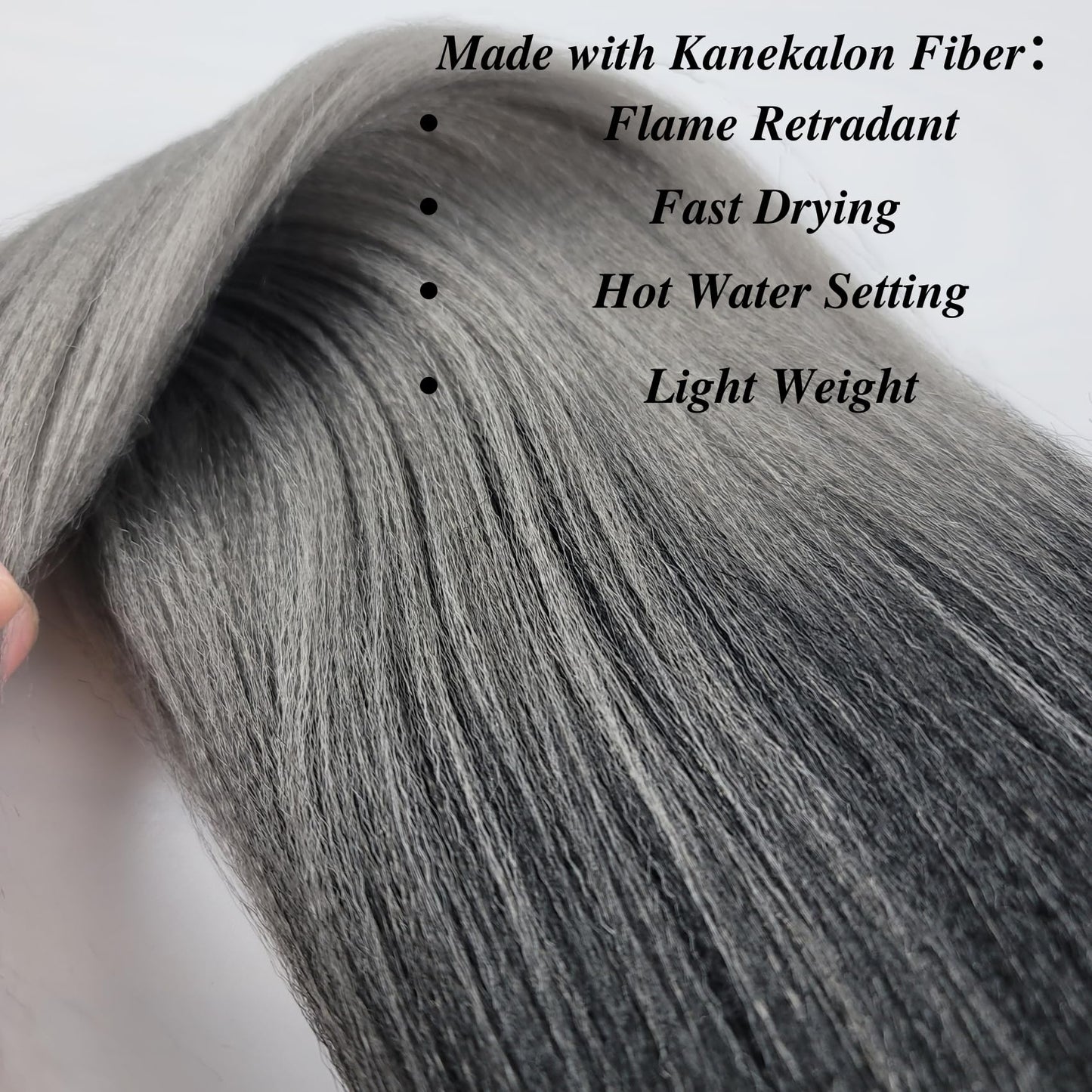 Braiding Hair Pre stretched Kanekalon Prestretched Black Grey Braiding Hair Extensions Ez Braid for Box Braids