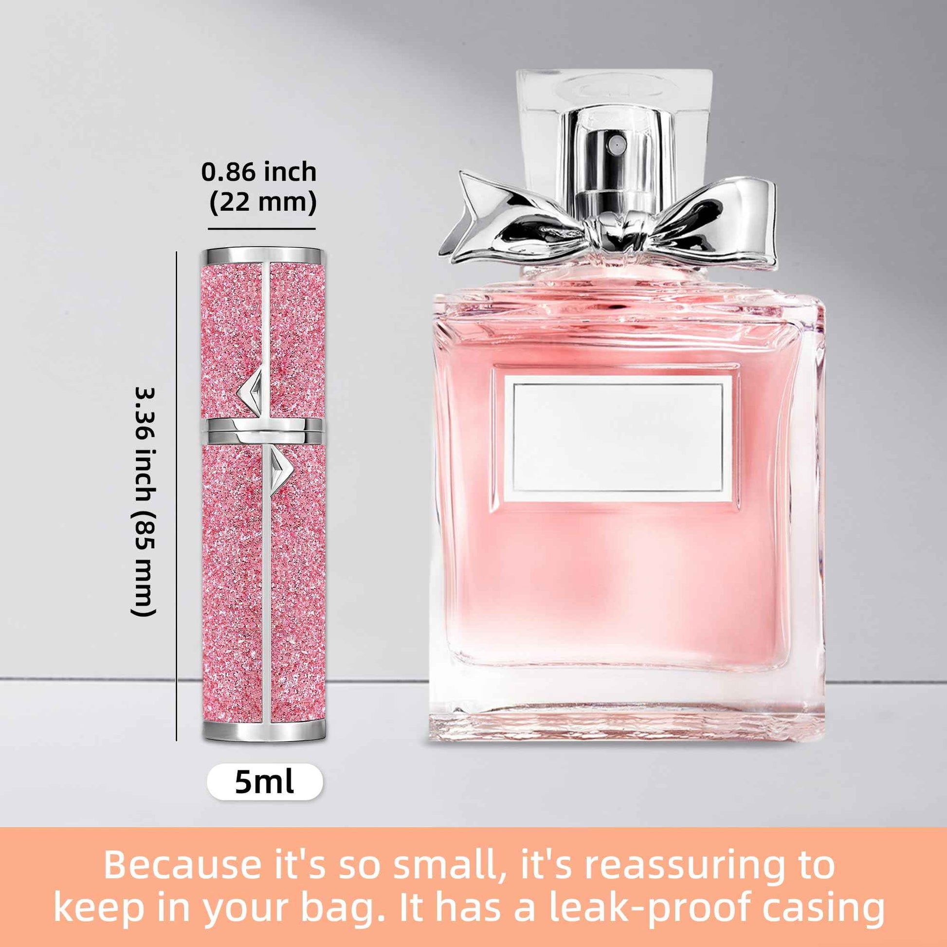 muilsae AB00DB 5ml Leather Perfume Atomiser Refillable, Bottom Fill Perfume Bottle, Portable and Leak-proof Suitable for Women and Men (AB00DB 5ml)