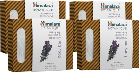 Himalaya Botanique Refreshing Lavender & Rosemary Body Bar for Calming Comfort & Ultra Moisturized Skin, 4.41 oz, 4 Pack