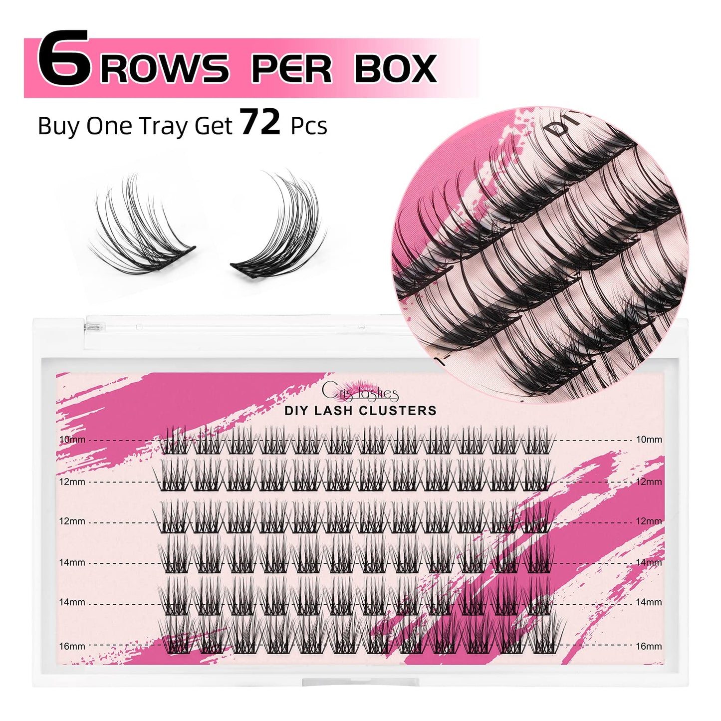 Lash Clusters, DIY Eyelash Extension 72 Pcs, 10-12-14-16mm Mix D Curl Cluster Lashes, Reusable Individual Lashes Cluster at Home (F21 MIX 10-16mm)