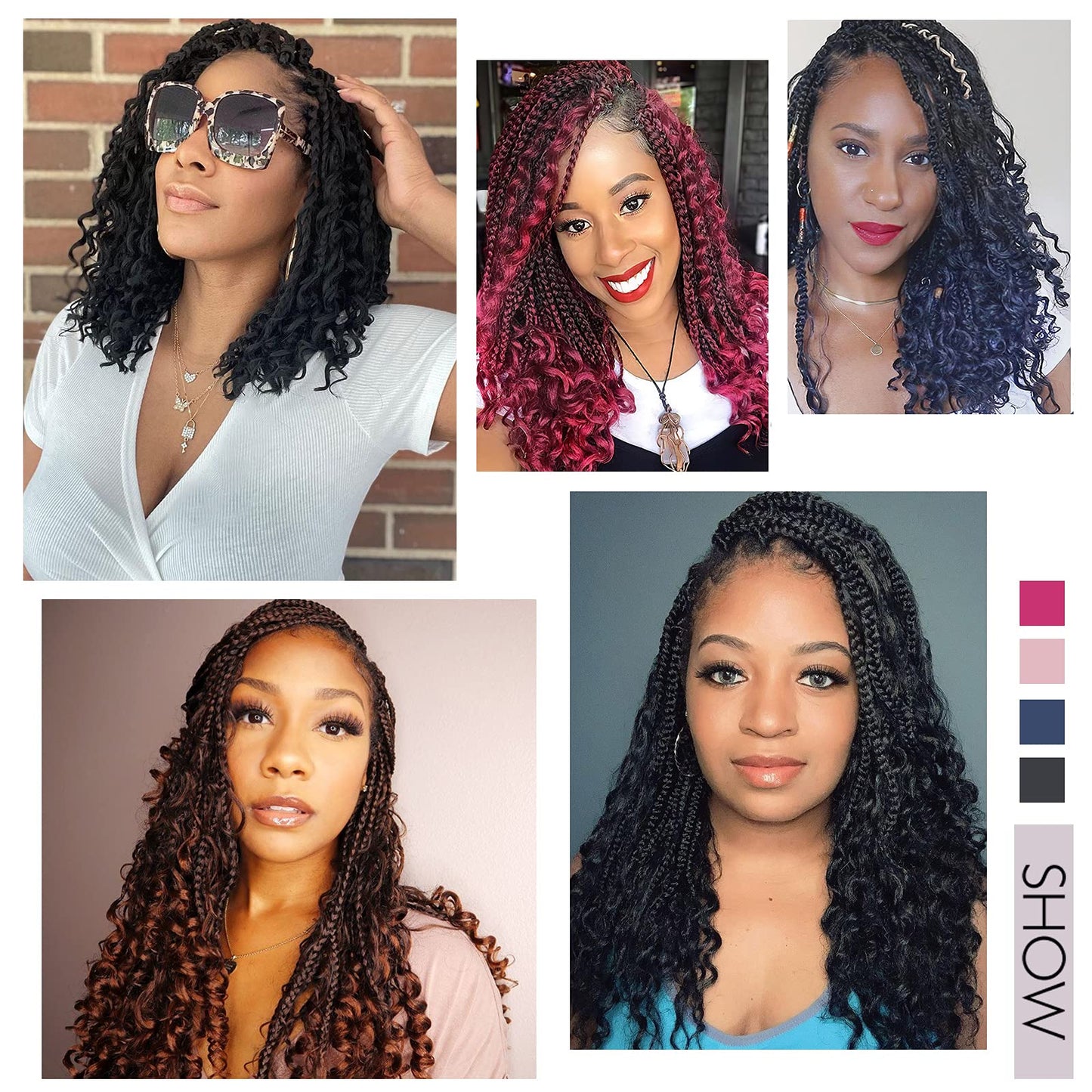 Goddess Box Braids Crochet Hair With Curly Ends 14 Inch Bohomian Box Braids Crochet Braids 8 Packs 3X Crochet Braids Synthetic Braiding Hair Extension for Black Women (14 Inch (Pack of 8), M1B 30 27)