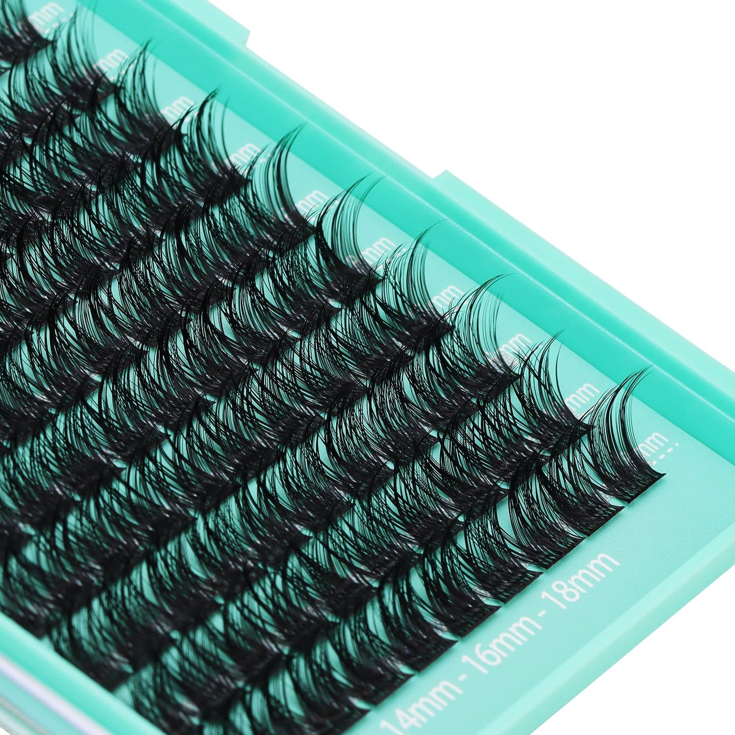 Bodermincer 110 Cluster 14-16-18mm Mixed Length Black Lash Cluster Eyelash Extension Natural 3D Russian Volume Faux 3D Effect Glue Bonded Cluster Eyelashes (Y10# 14-16-18mm Mixed)