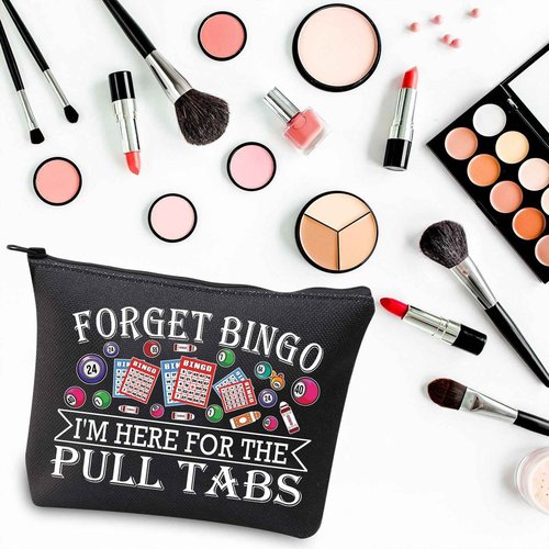 BDPWSS Bingo Makeup Bag - Themed Zipper Pouch for Pull Tabs Game, Gift for Gambling Lovers