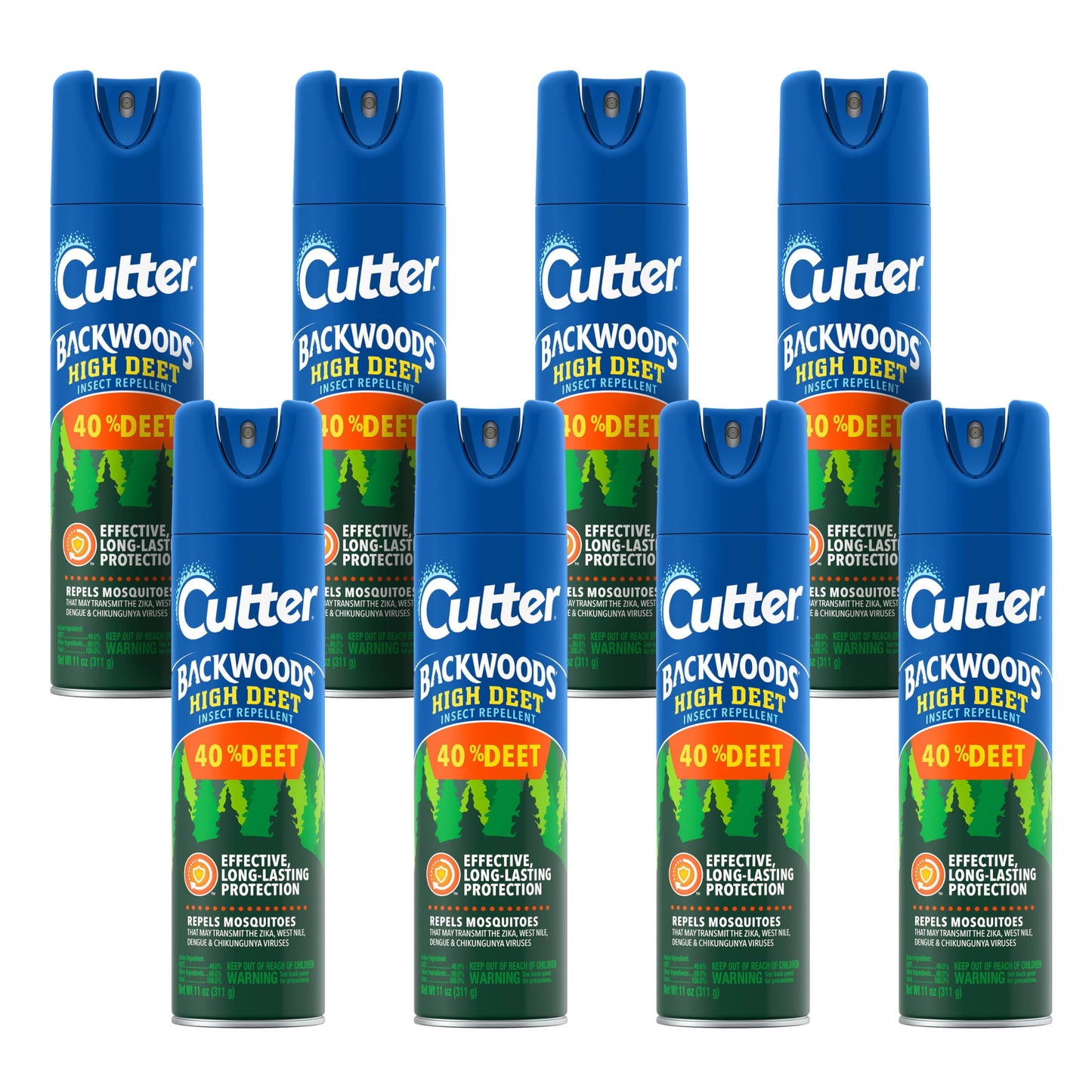 Cutter Backwoods High DEET Insect Repellent, Mosquito Repellent, 40% DEET, 11 Ounce (Pack of 8) (Aerosol Spray)