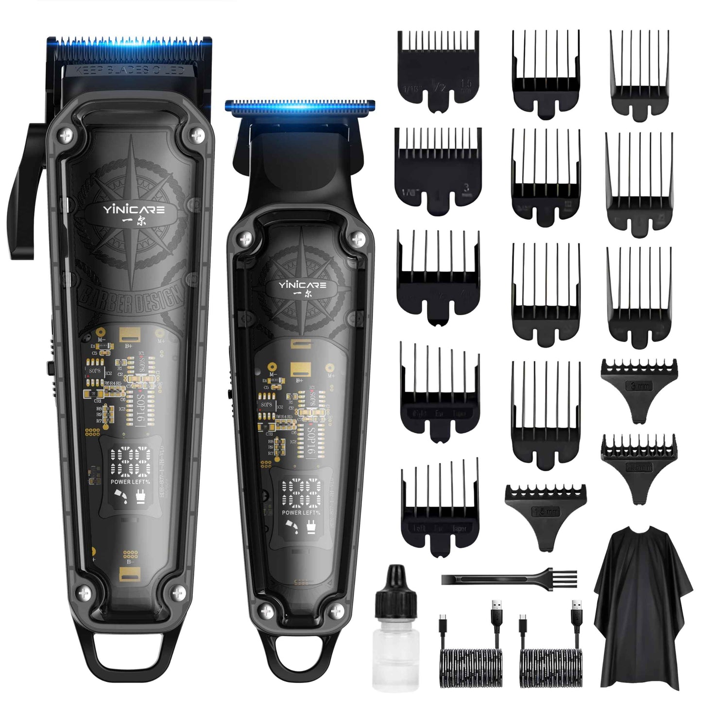 Hair Clippers for Men Barber Kit - Yinicare Professional Cordless Electric Hair Cutting Set with Pomade Hair Clipper, Zero Gap T-Blade Trimmer, Guards for Mens Haircut (Hair Clippers Set)