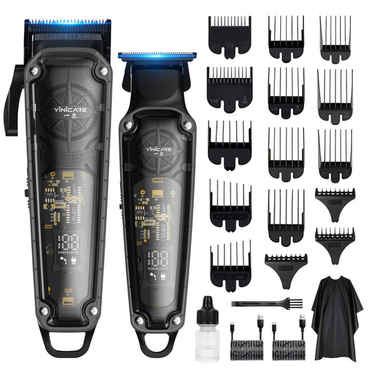 Hair Clippers for Men Barber Kit - Yinicare Professional Cordless Electric Hair Cutting Set with Pomade Hair Clipper, Zero Gap T-Blade Trimmer, Guards for Mens Haircut (Hair Clippers Set)