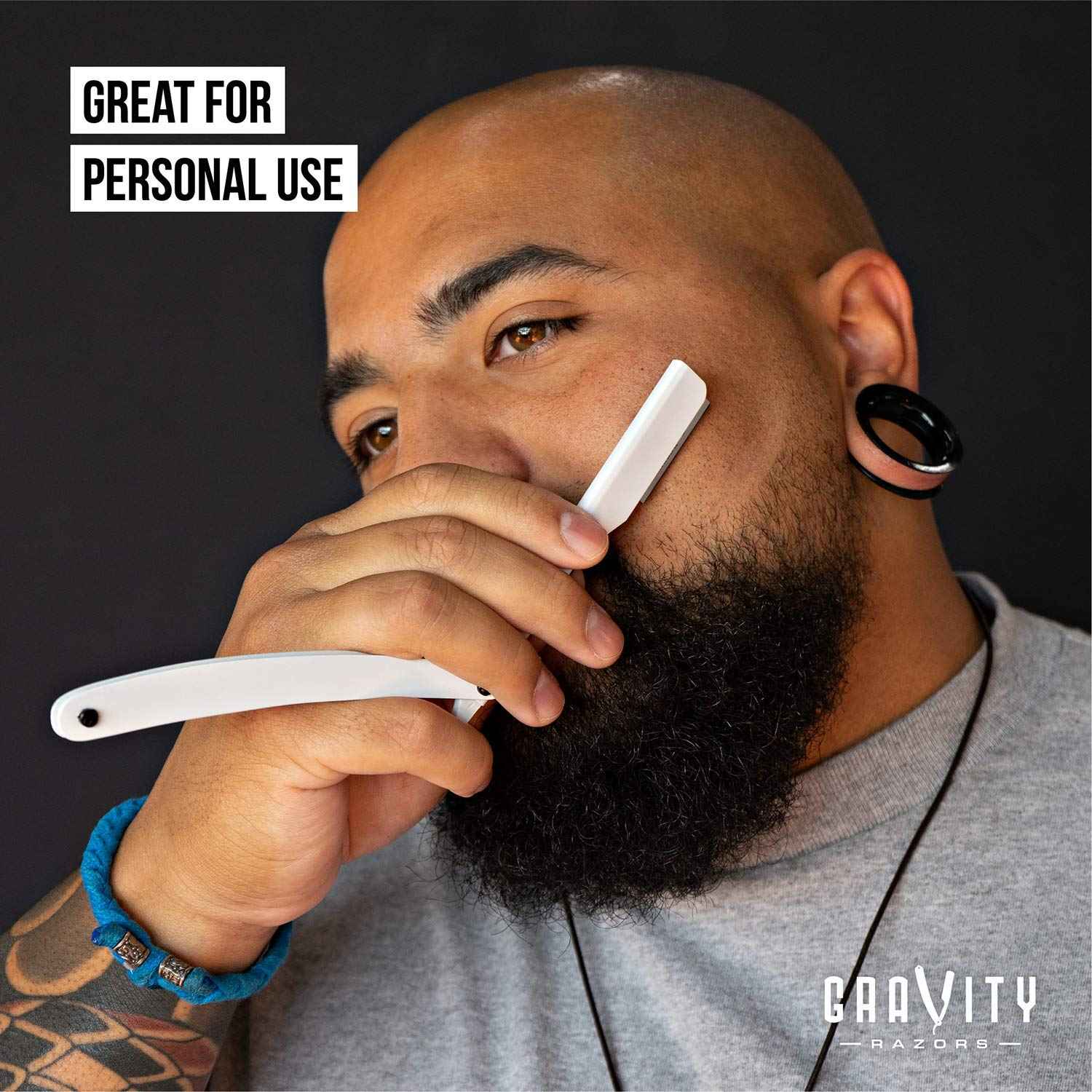 Professional Straight Razor Bundle - Stainless Steel Straight Razor Kit with 20 Gravity Premium Blades (Apollo13, "The OG")