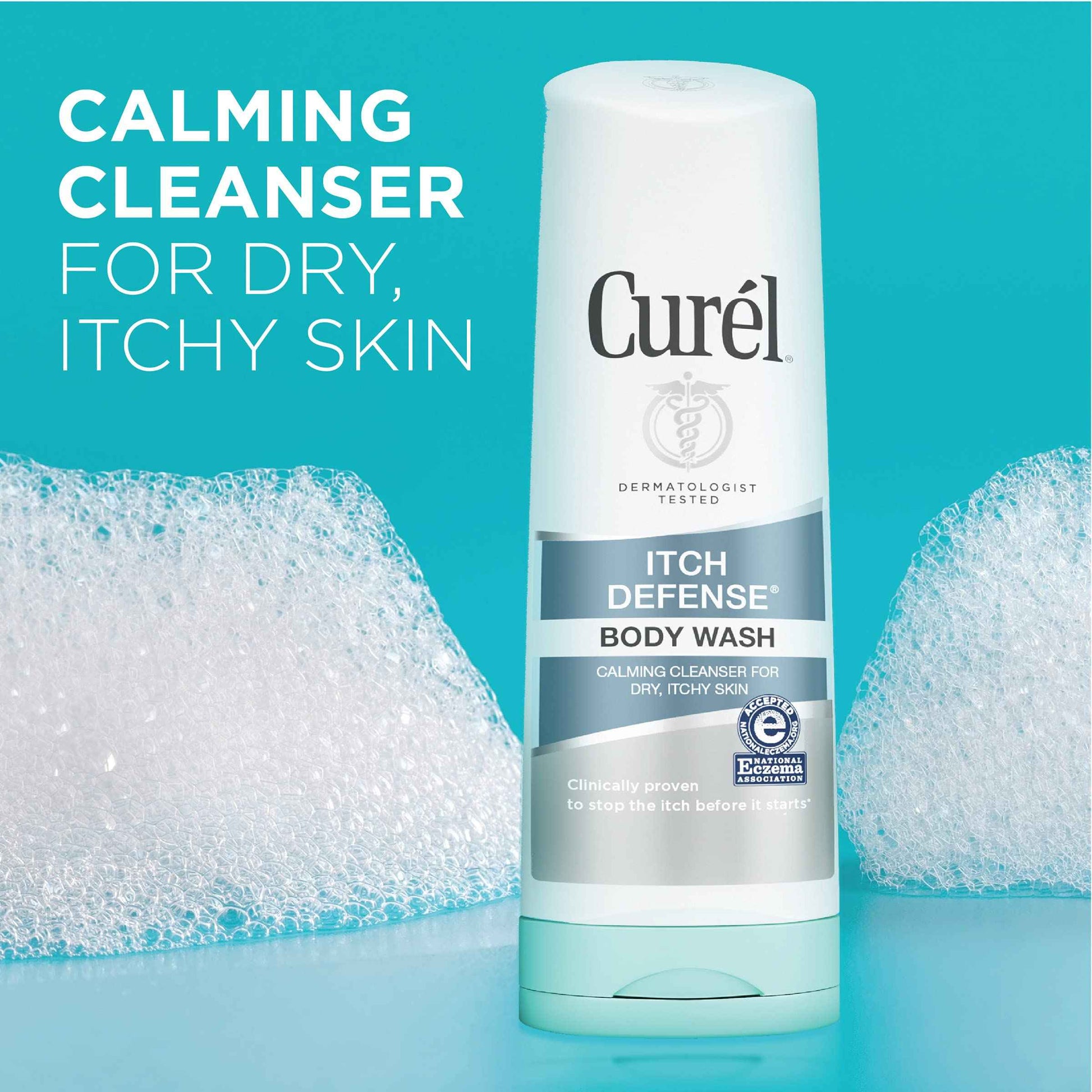 Curel Hydra Therapy In Shower Lotion, Wet Skin Moisturizer for Dry or Extra-dry Skin & Itch Defense Calming Daily Cleanser, Body Wash, Soap-free Formula