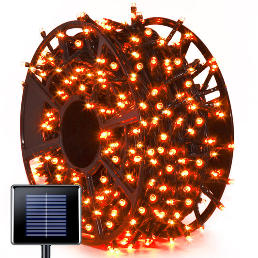 JMEXSUSS 600 LED Orange Solar Halloween Lights, 206.7 ft Solar String Lights Outdoor Waterproof, 8 Modes Orange Halloween Lights for Outside Tree Patio Bushes Halloween Decorations