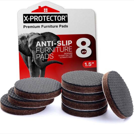 Non Slip Furniture Pads X-Protector - 8 PCS 1 1/2” - Premium Furniture Grippers - Round Furniture Pads - Self-Adhesive Rubber Feet for Furniture - Non Skid Furniture Pads - Keep Furniture in Place!