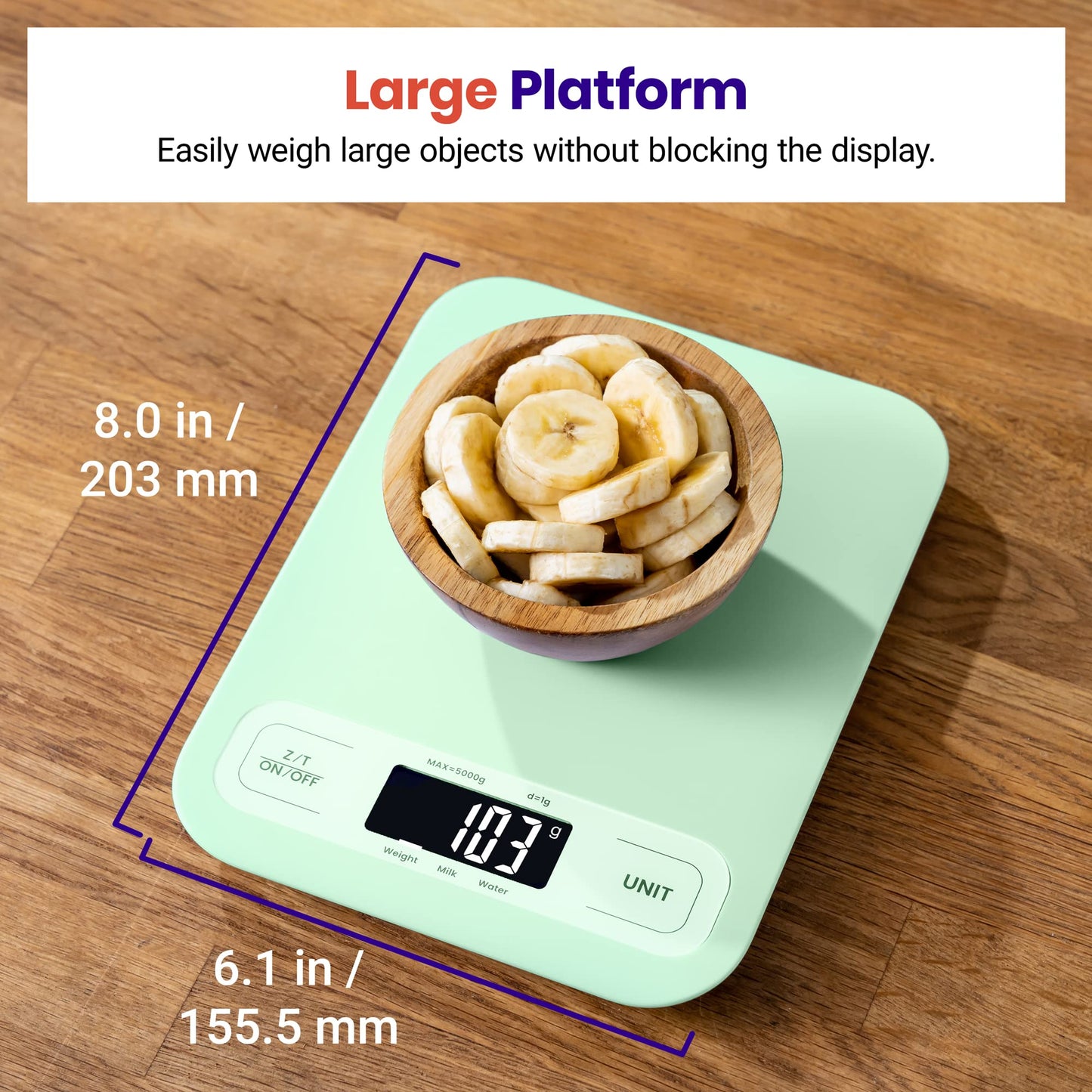 Etekcity Food Kitchen Scale, Digital Grams and Ounces for Weight Loss, Baking, Cooking, Keto and Meal Prep, Large, Green