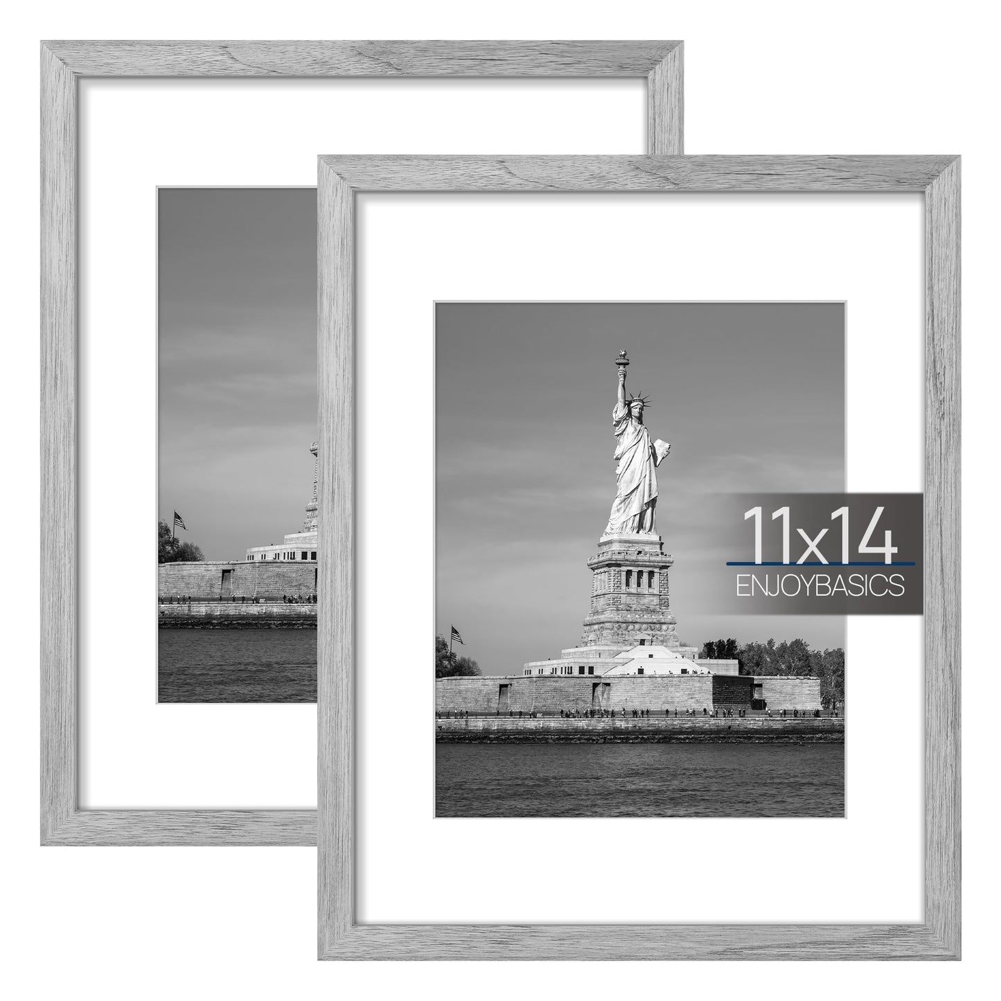 ENJOYBASICS 11x14 Picture Frame, Display Poster 8x10 with Mat or 11 x 14 Without Mat, Wall Gallery Photo Frames, Gray, 2 Pack