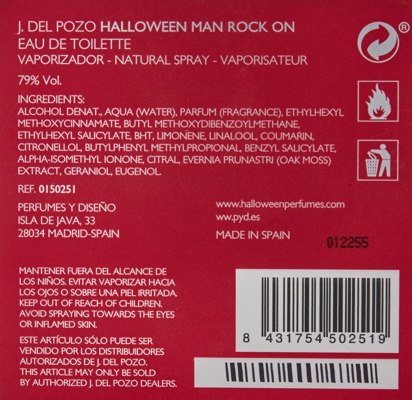 J. Del Pozo Halloween Man Rock On Eau de Toilette Spray, 4.2 Ounce