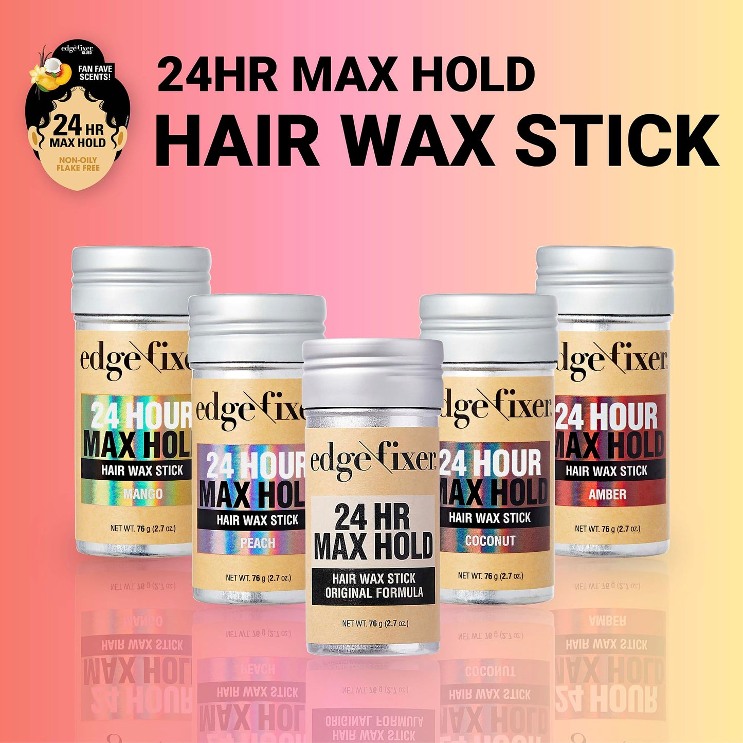 Red by Kiss Hair Wax Stick 24HR Max Hold Edge Fixer Edge Control Pomade Non-Sticky, Non-Oily Flake Free Hair Styling Wax 2.7 oz. (Unscented)