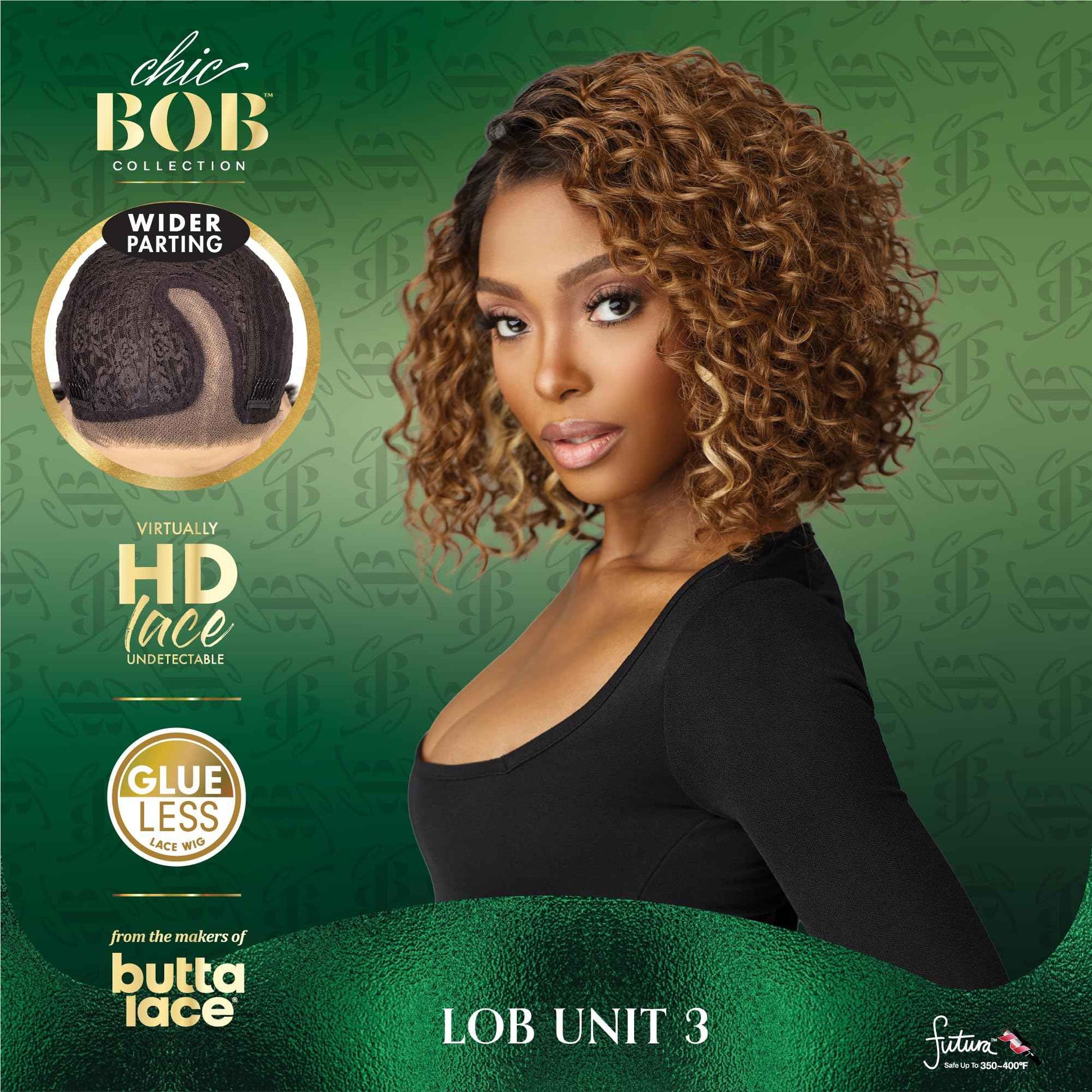 Sensationnel Chicbob Lace Frontwig - Lob Unit 3 Face Framing Glueless Wig Wide 5 Inch Deep Part Synthetic Preplucked Hairline (LIGHTASHBLONDE)