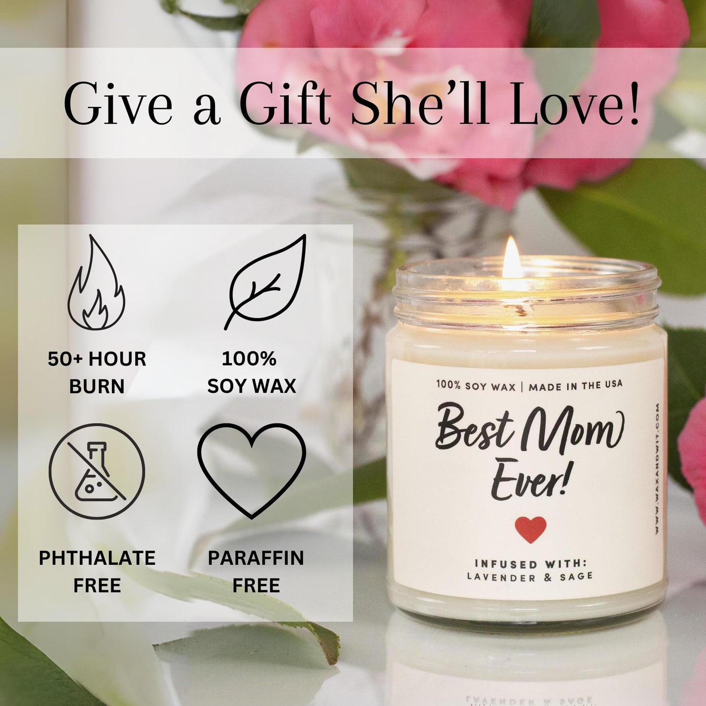 Birthday Gifts for Mom, Mom Candle, Best Mom Ever Gifts, Cool Gifts for Moms Birthday, Mom Gifts from Daughter, Mother Birthday Gifts, Best Gifts for Mom, Presents for Mom, Candle for Mom – 9oz