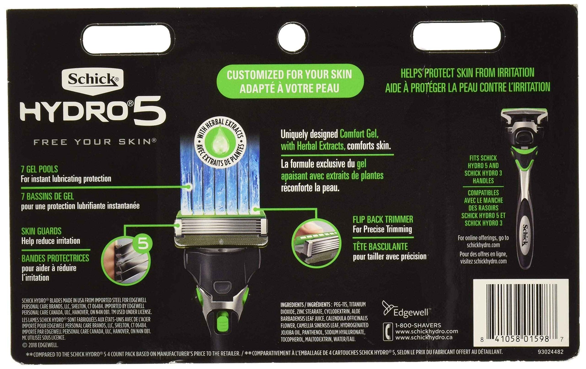 Schick Hydro 5 Mens Sensitive Razor Blade Refills 12 Count - Unboxed