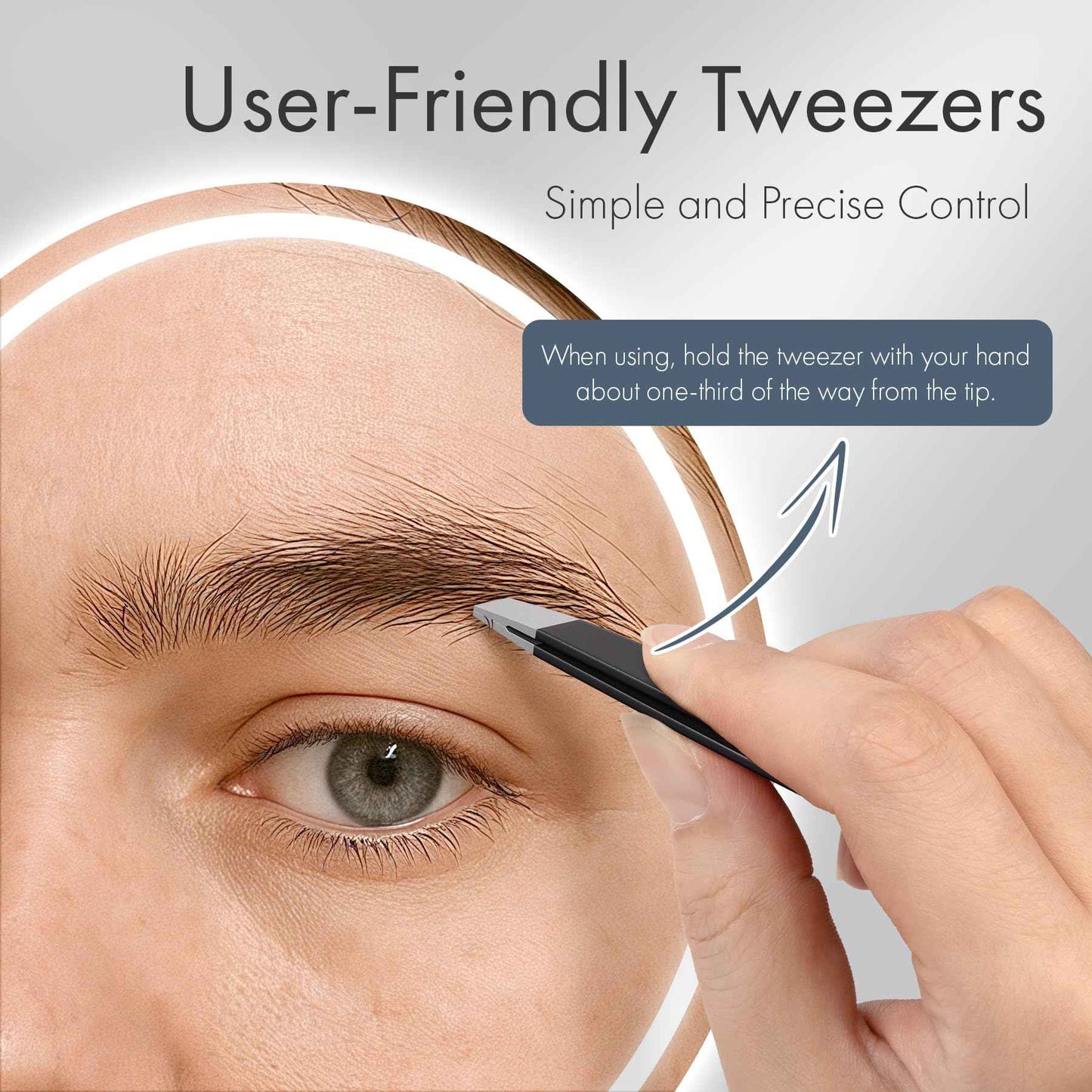 EZ2LIVE Tweezers for Women Facial Hair, Slant & Point Tip 2 Pack Eyebrow Tweezers for Men, Professional Tweezer Set Stainless Steel Precision Tweezers for Eyebrows, Splinter, Ingrown Hair Removal