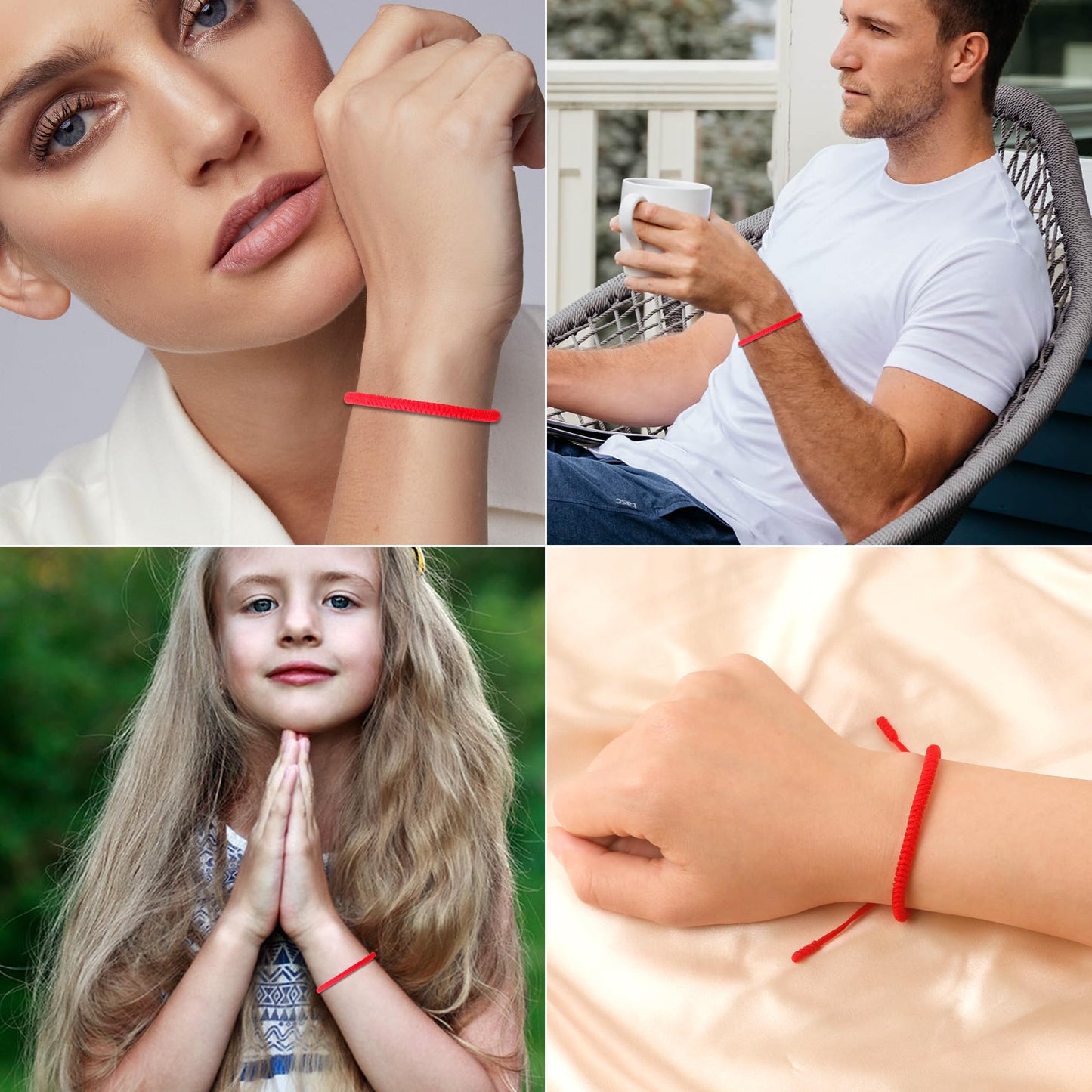 DAYANEY Red Bracelet for Women, Red String Bracelet Protection Halloween Gifts for Children Adjustable Kabbalah Red Bracelet for Men Tibetan Bracelet with Talisman Christian Gifts for Girls