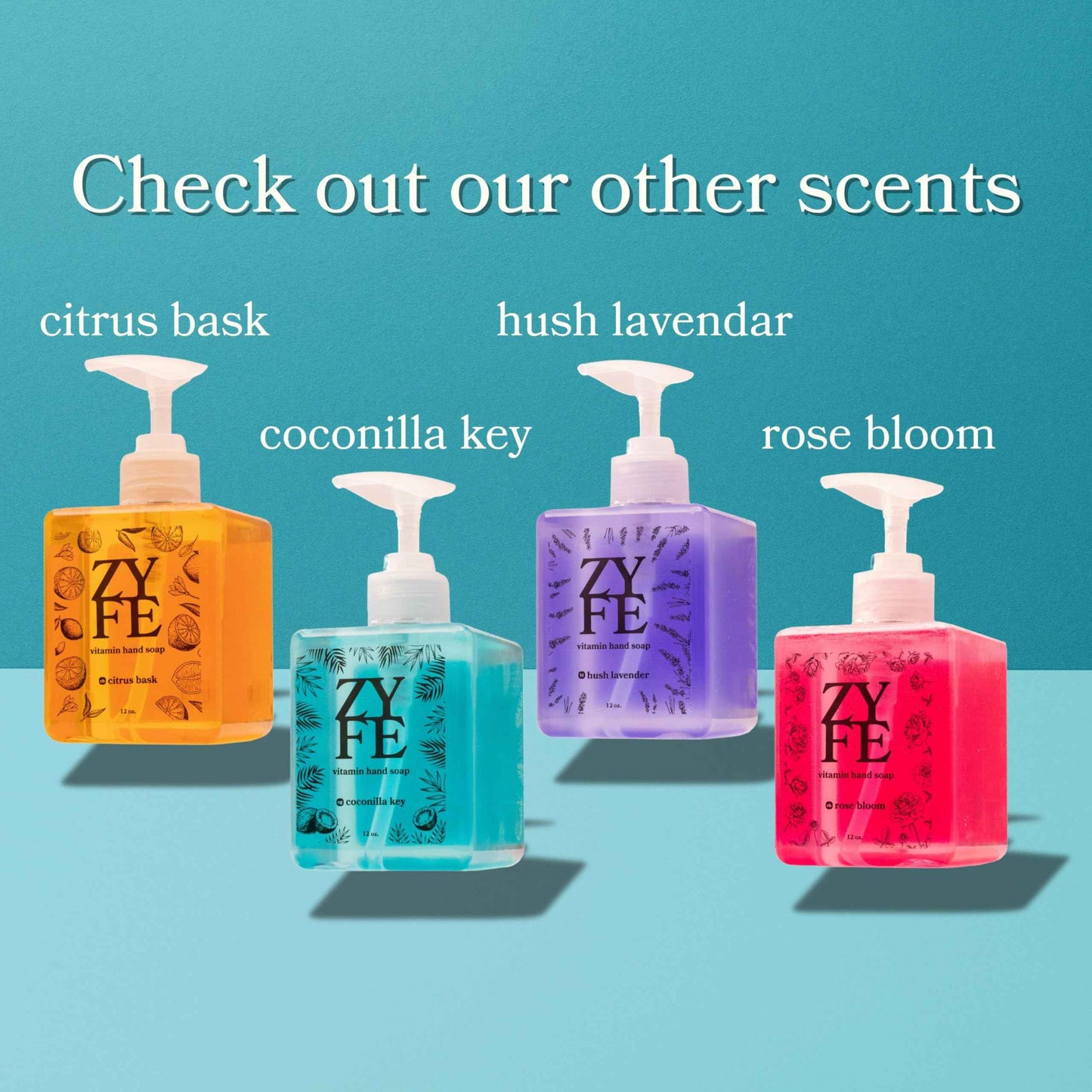 ZYFE Vitamin infused Liquid Hand Soap Refill - Natural Plant Derived Moisturizing Handsoap with Essential Oil Fragrance Coconilla Key - Soft Hand Wash for Kitchen & Bathroom - Lush Soft Soap 64oz