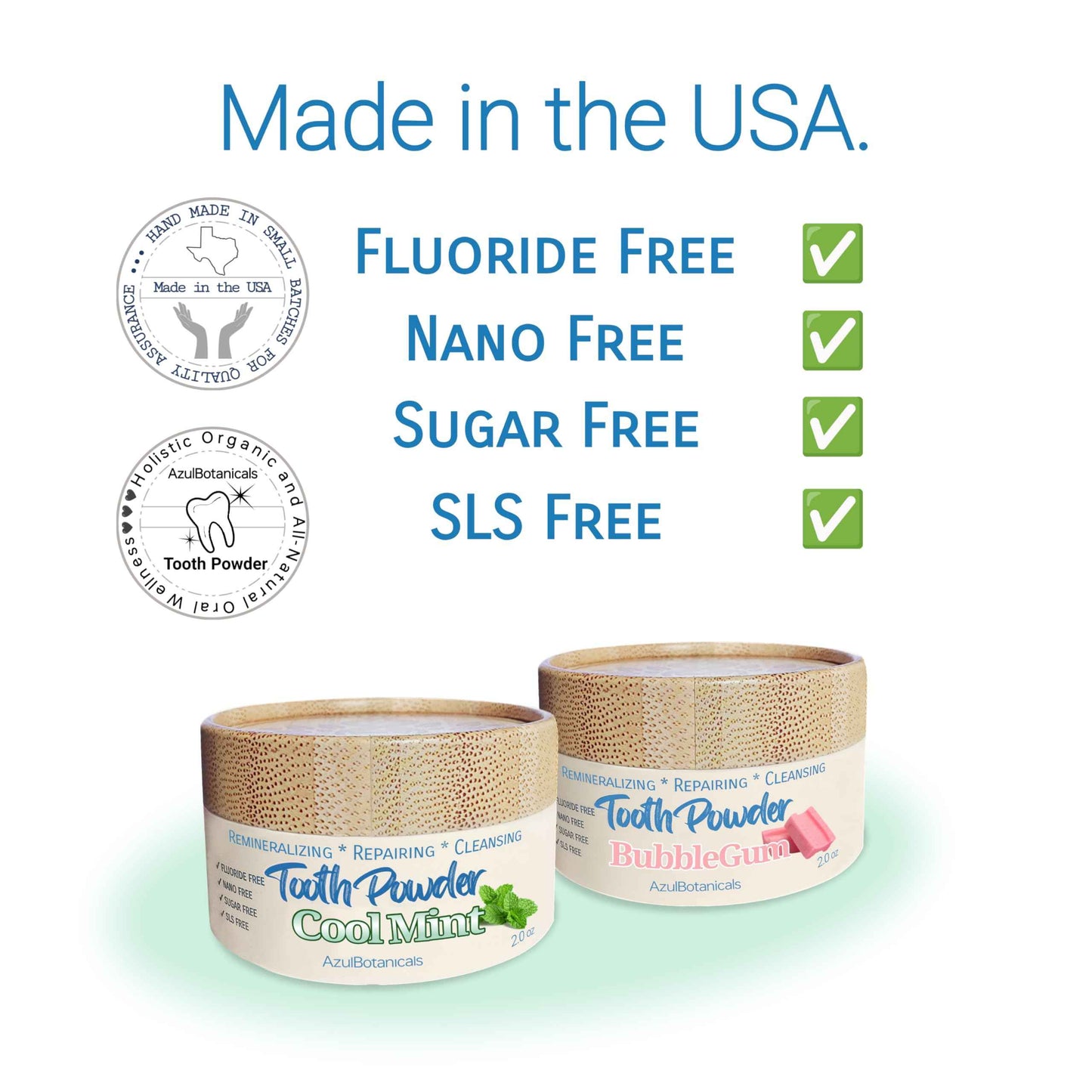 Remineralizing & Cleansing Tooth Powder, Cool Mint. Fluoride Free, SLS Free, Nano Free for Organic Oral Wellness