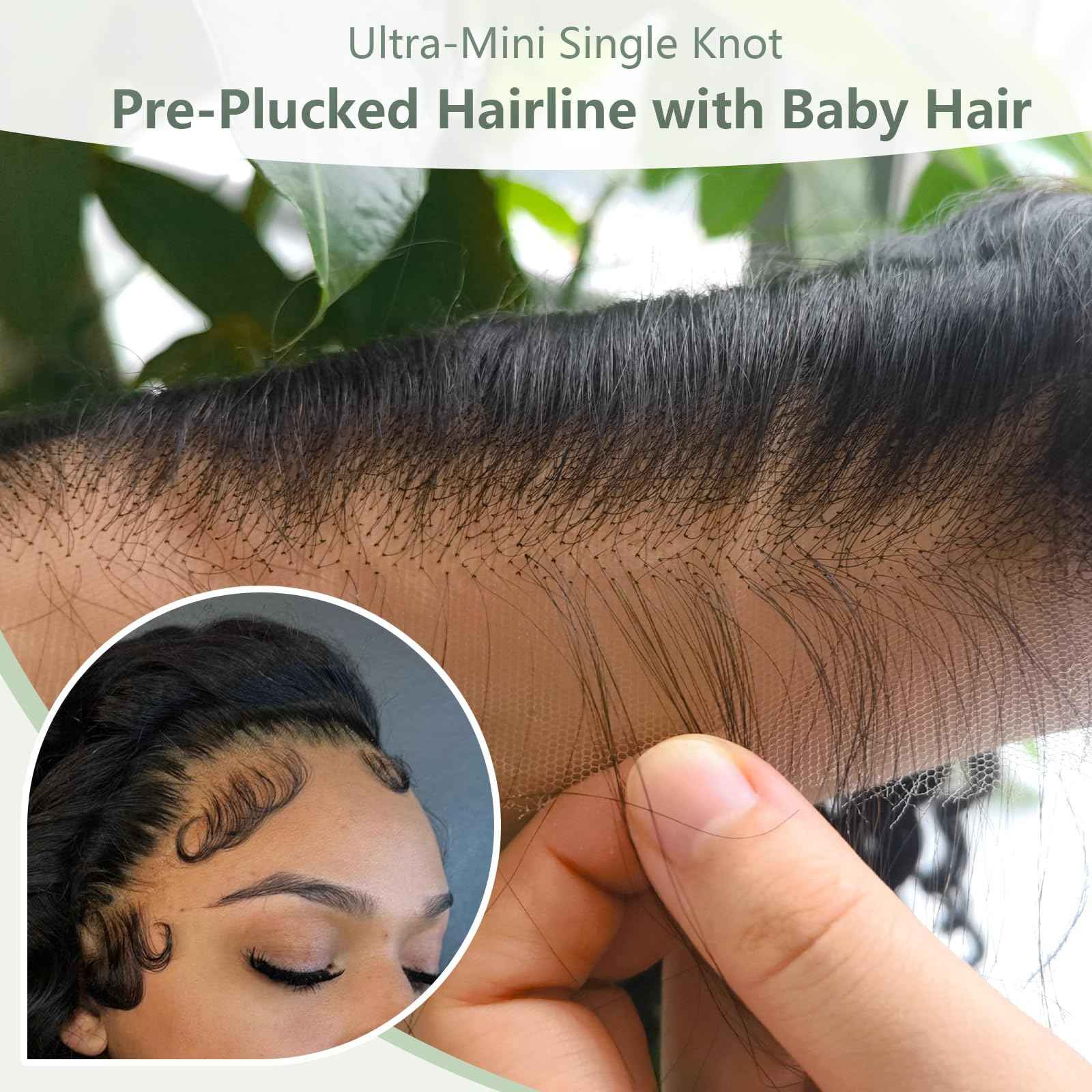 2x6 HD Lace Closure Loose Deep Wave Human Hair 14 Inch - 0.10mm Ultra-thin Invisible Burmese Curly 2 by 6 Closure, 100% Pre Plucked Brazilian Raw Virgin Hair Skinlike HD Lace Closure Wet and Wavy