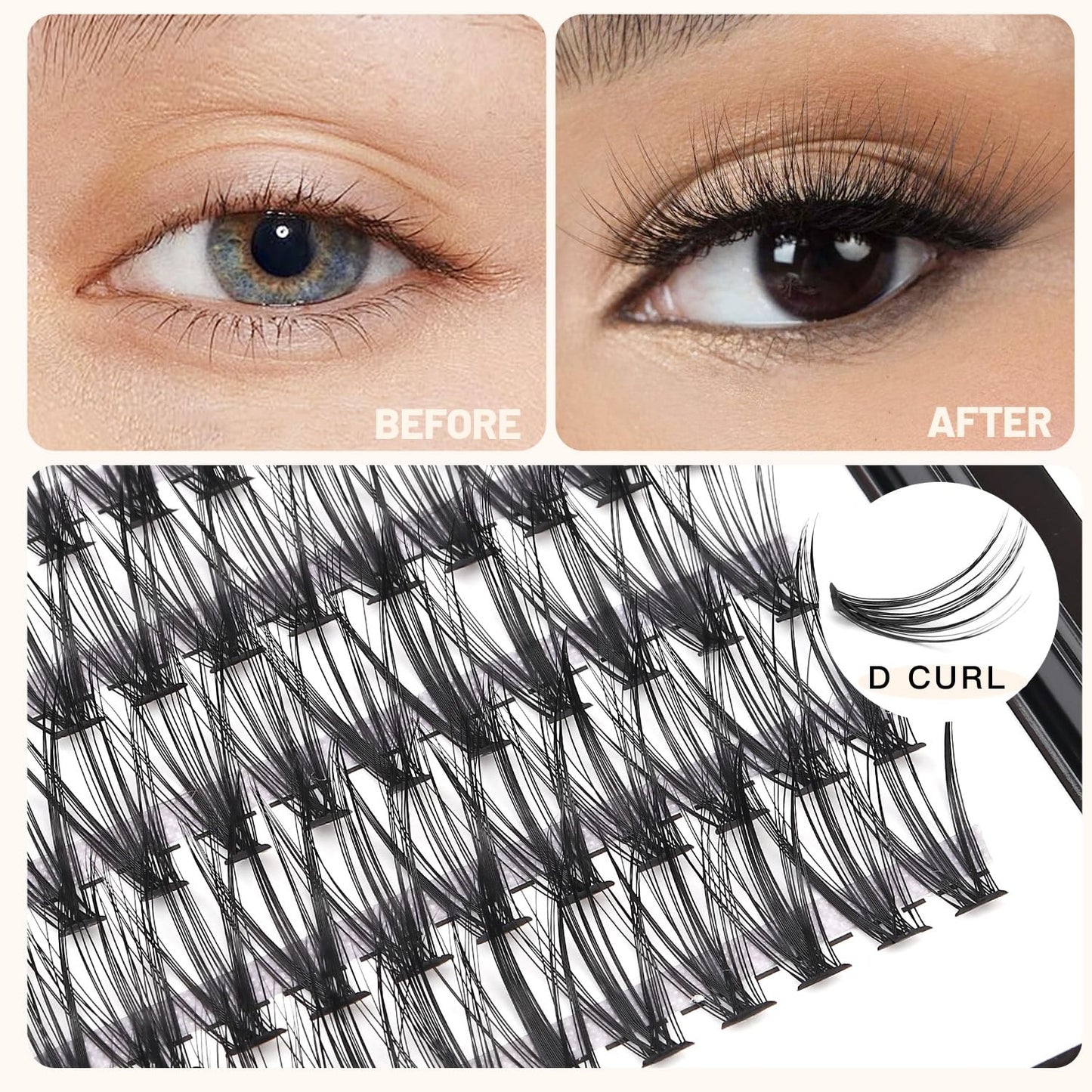 Bodermincer Lash Extension 240pcs C Curl 10D/20D Cluster Mixed, 8/9/10/11/12mm,10/11/12/13/14mm,12/13/14/15/16mm Mixed 8-10-12-14-16mm MIX Individual Cluster Lashes (20D-D Curl-11mm)