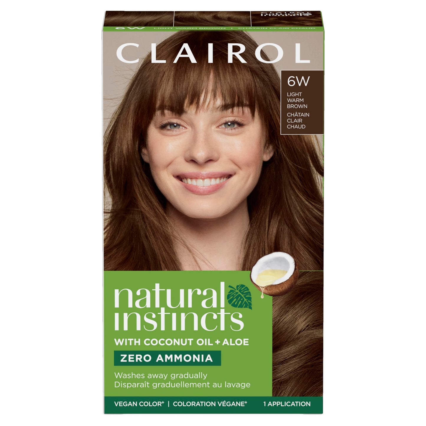 Clairol Natural Instincts Demi-Permanent Hair Dye, 6W Light Warm Brown Hair Color, Pack of 1