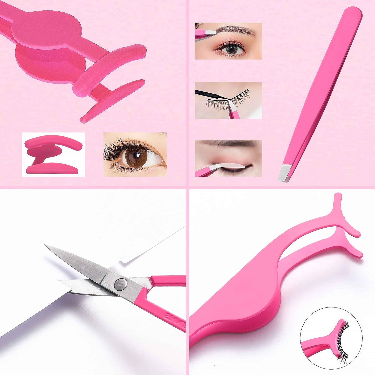 6Pcs Portable Eyelash Curlers Applicator Tool, Eyebrow Tweezer Scissor Comb Eye Brow Grooming Clippers Fake Lash Brush for Women