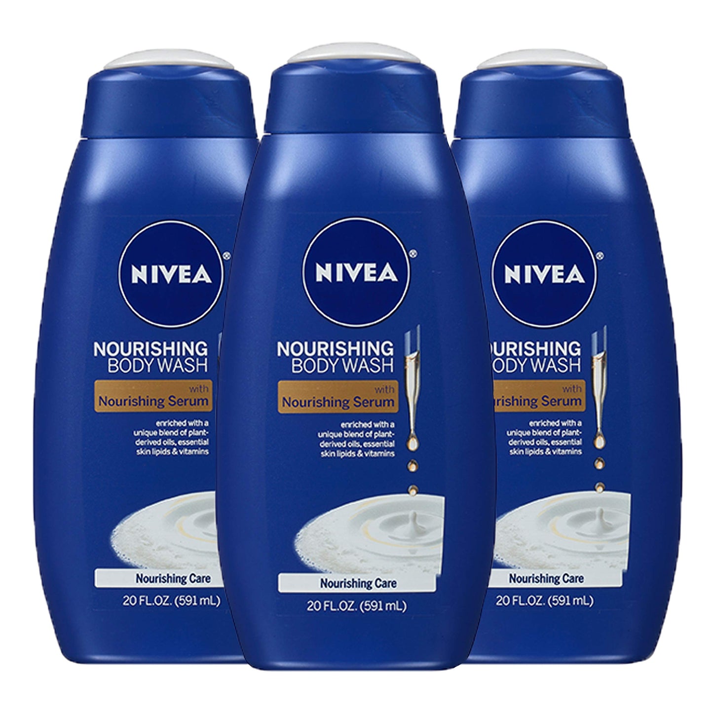 NIVEA Nourishing Care Body Wash with Serum, Pack of 3, 20 Fl Oz