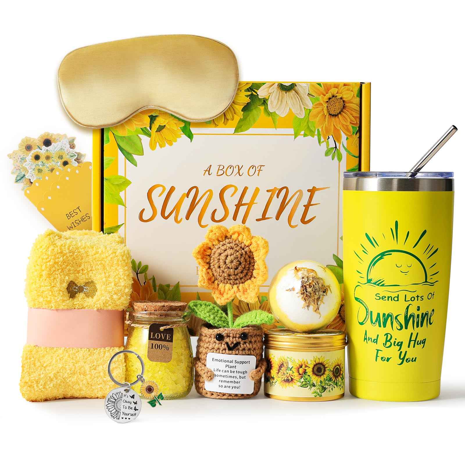 Christmas Gifts for Women, 10pcs Self-Care Package, Relaxation Spa Gift Basket for Mom Wife Grandma Daughter Friends Sister, Birthday Sunshine Gift Box Idea for Women Who Have Everything