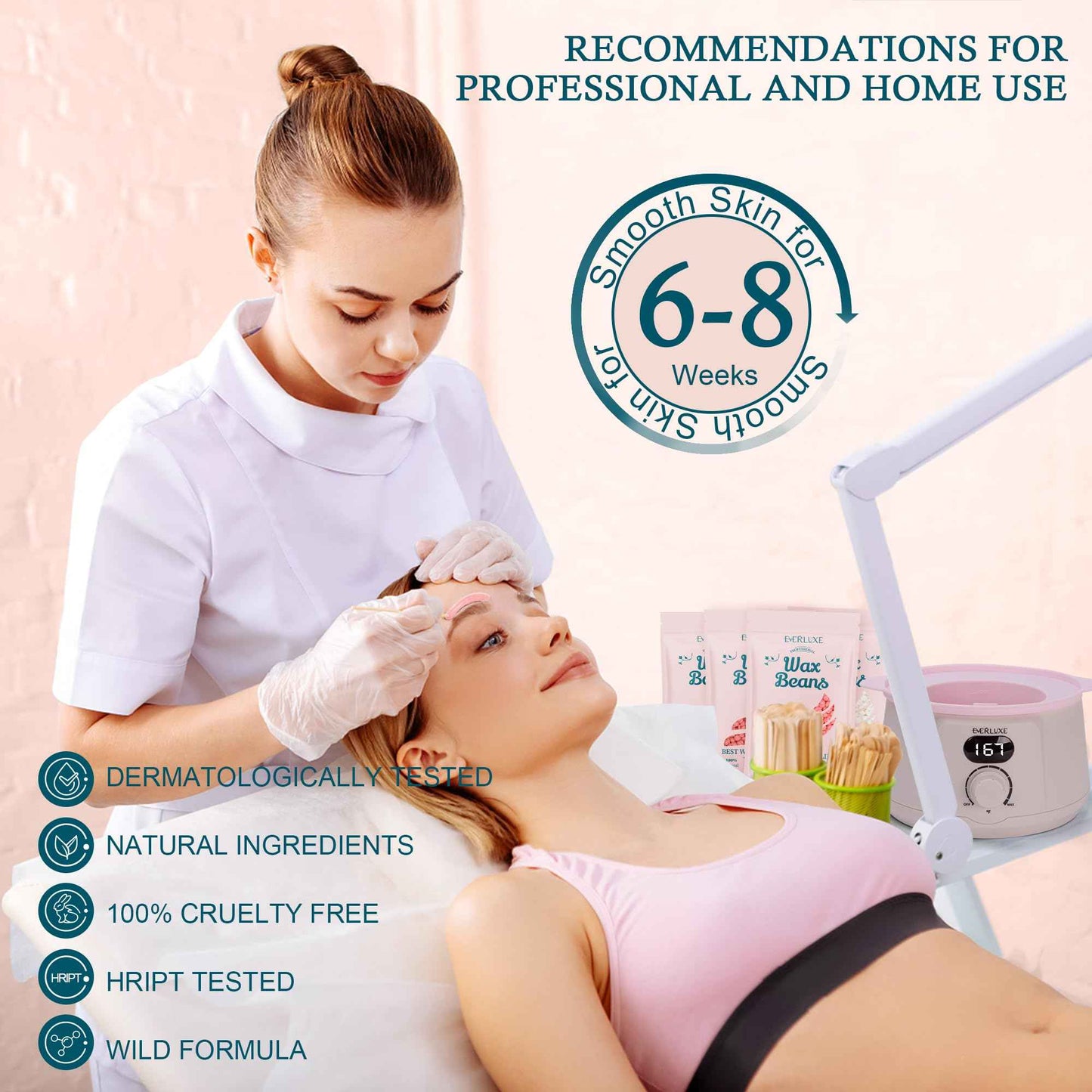 EVERLUXE Waxing Kit for Women Hair Removal with Silicone Wax Warmer Liner, Digital Waxing Machine Hard Wax Kit for Full Body, Arms, Legs, Face, Bikini, Brazilian Wax Kit for Women Men Sensitive Skin