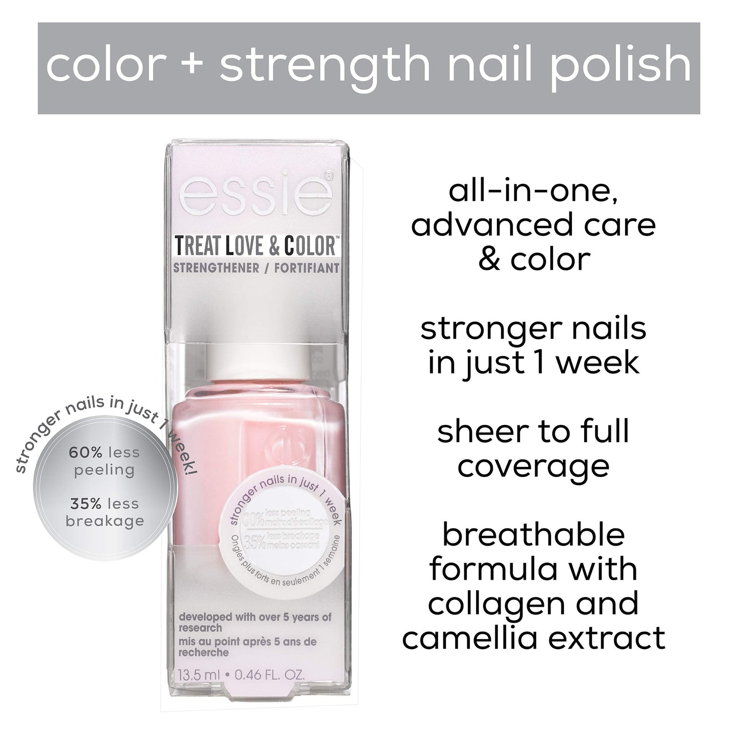 essie Treat Love & Color Nail Polish For Normal To Dry/Brittle Nails, Nude Mood, 0.46 fl. oz.