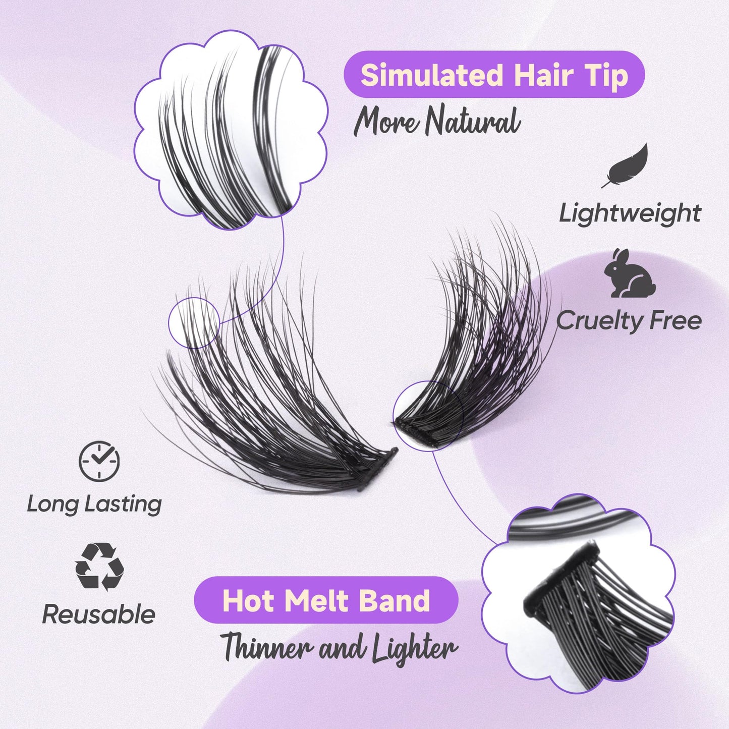 TOOCHUNAG Fluffy Clusters Lash Extension Kit Thick Eyelash Extension Kit 60D+80D Wispy Cluster Individual Lashes Kit with Lash Bond and Seal, Lash Remover, Eyelashes Tweezers (280Pcs,10-18mm)