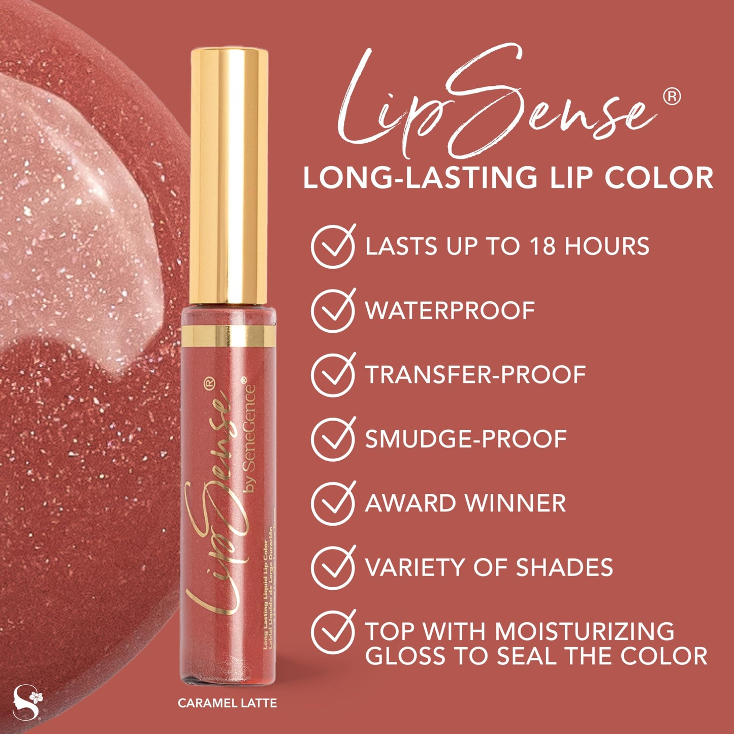 SeneGence LipSense Long-Lasting Liquid Lip Color, Carmel Latte, Waterproof with Moisturizing Benefits, Nourishing Formula for Vibrant Lips