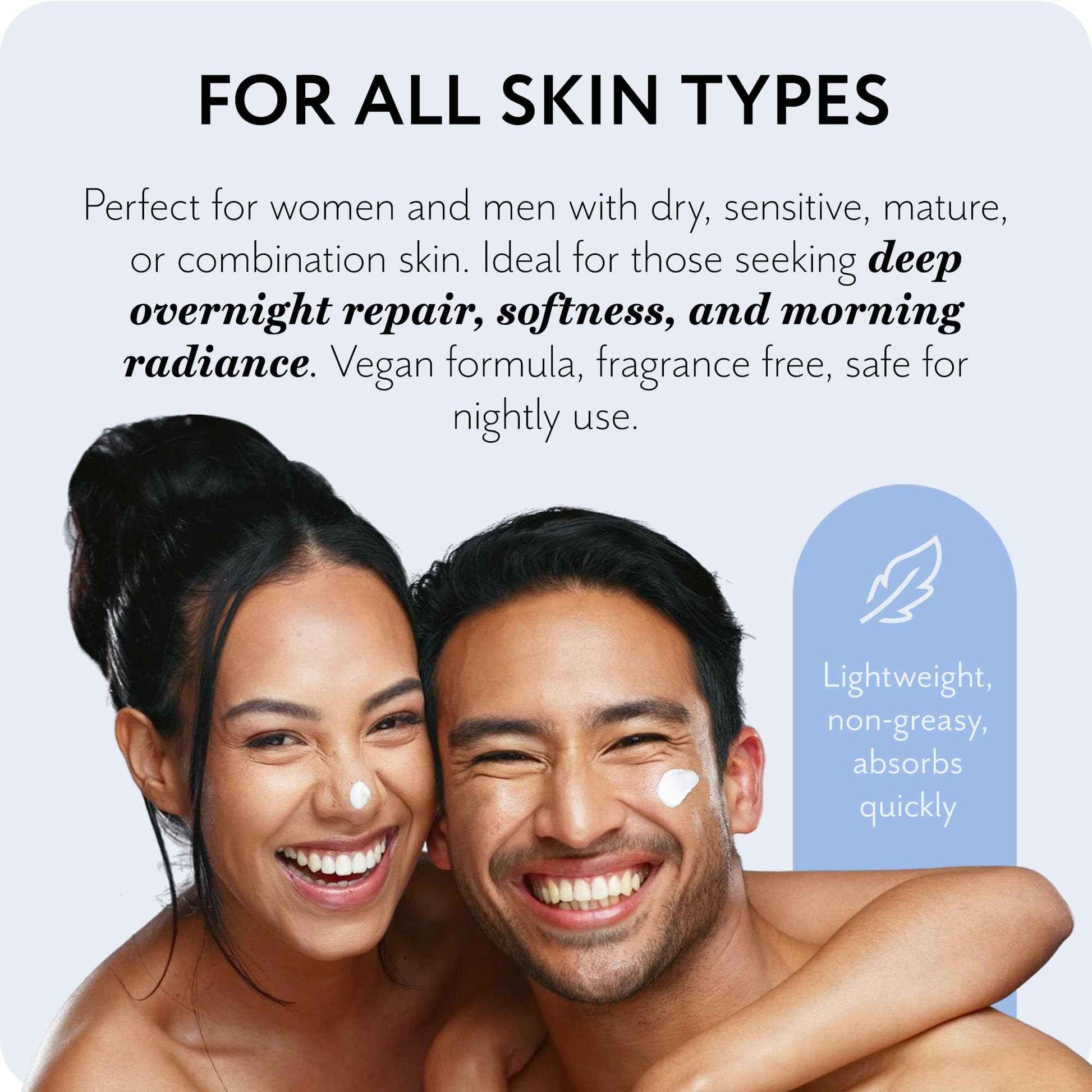 The Act Overnight Face Cream with Collagen & Prebiotics – Vegan Organic Anti-Aging Night Moisturizer for Men & Women - Deep Hydration, Barrier Repair, Sensitive & Mature Skin, 2 Fl Oz